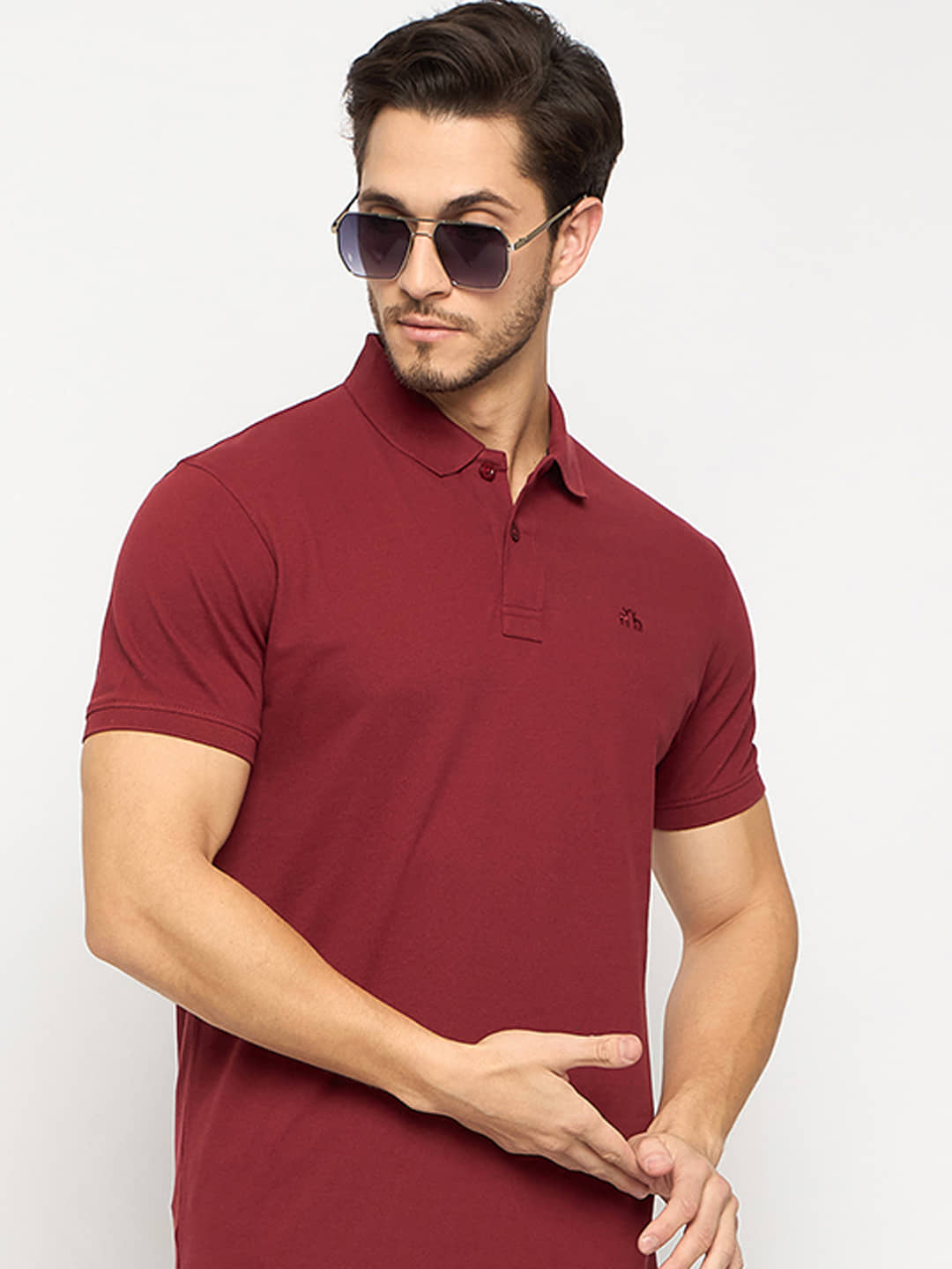 98 Degree North Pack of 1 Cotton Regular Fit Solid Half Sleeves Men's Polo T Shirt ( Maroon )