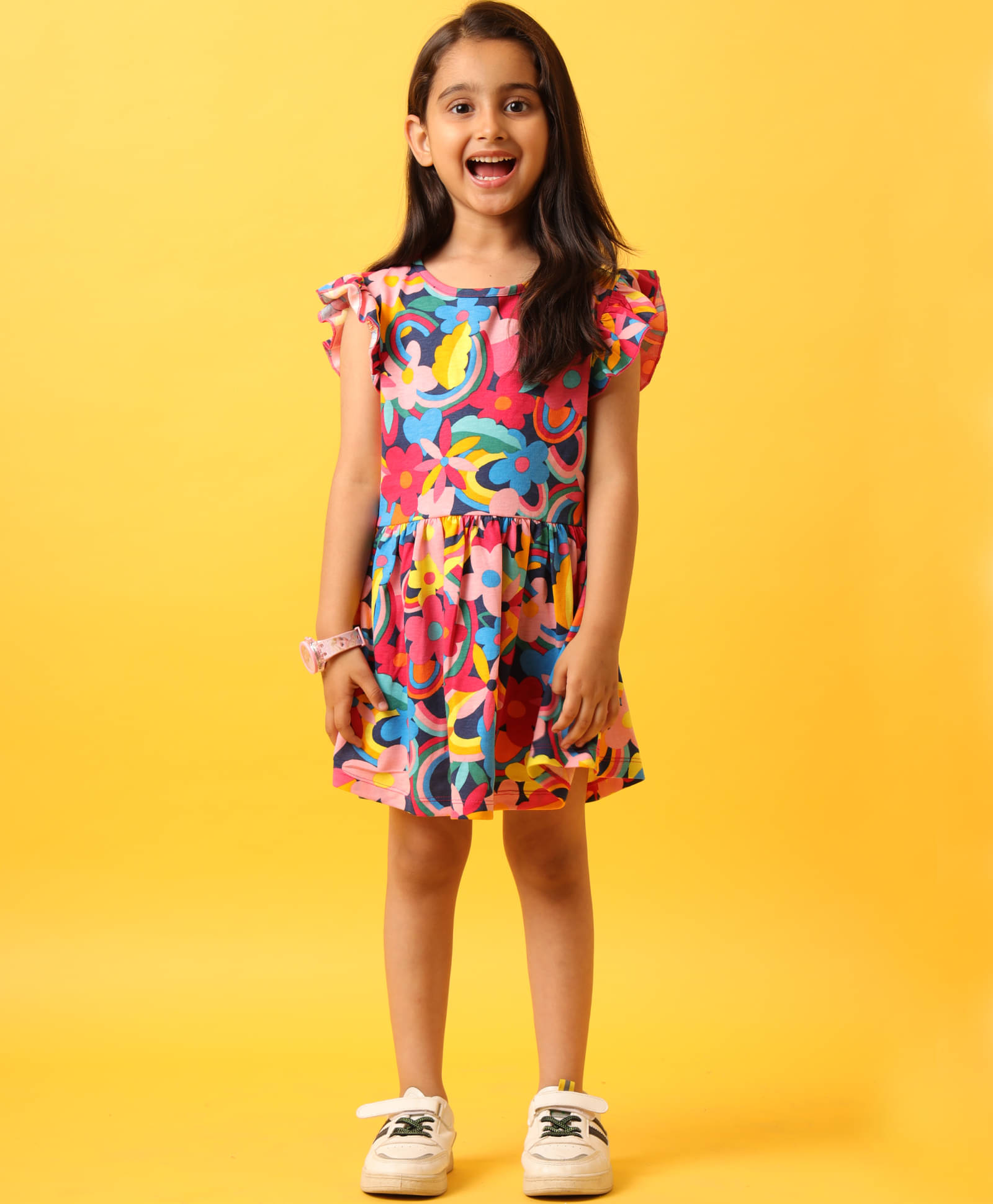 ANTHRILO Pink Cotton Blend Girls Frock ( Pack of 1 )     			ANTHRILO Pink Cotton Blend Girls Frock ( Pack of 1 )