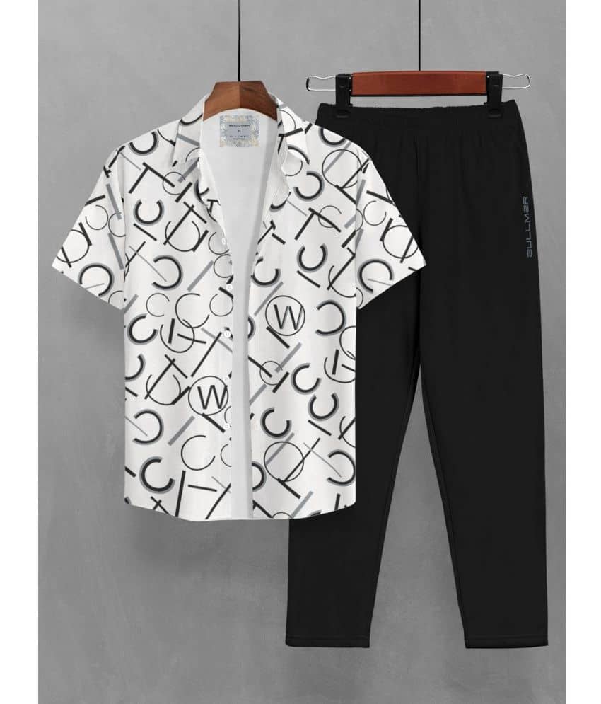 BULLMER White Cotton Blend Regular Fit Men's Tracksuit ( Pack of 1 )