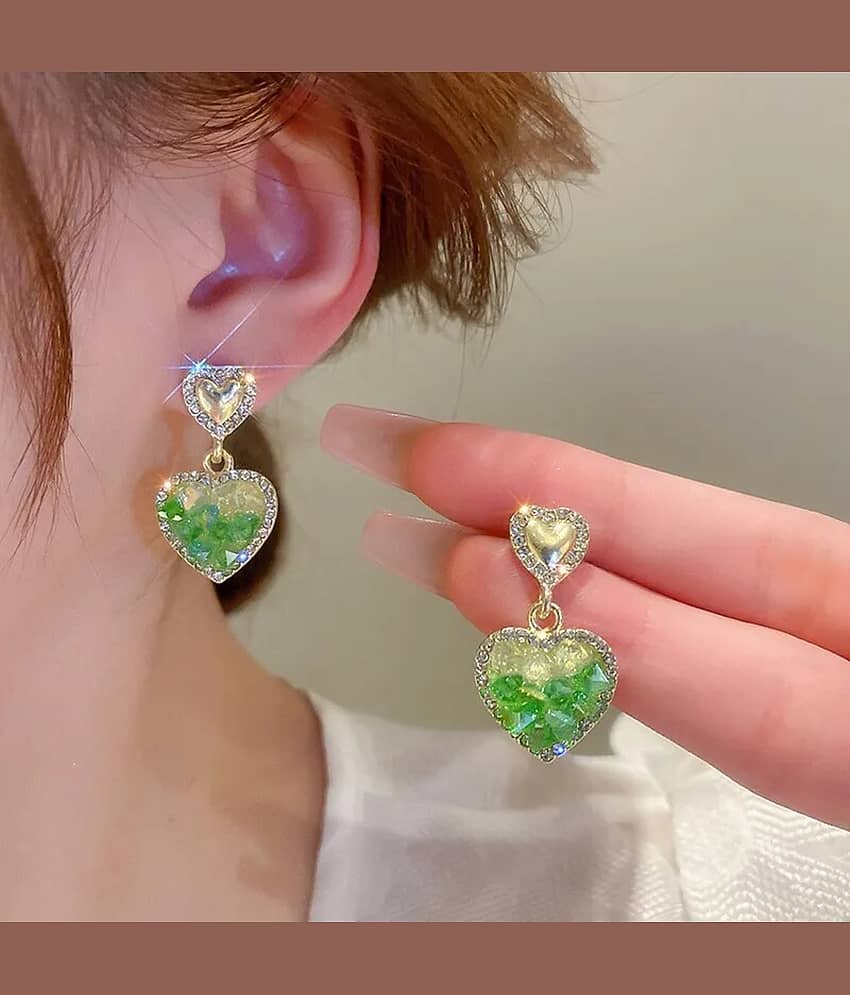 FASHION FRILL Green Drop Earrings ( Pack of 2 ) - Earrings | Buy online on ZillyBuy