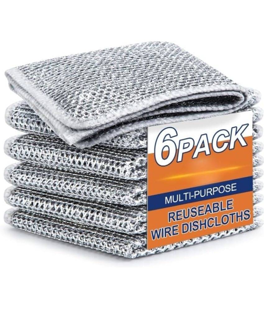     			Gatih Wire Dishwashing Rags for Wet and Dry Scrubber Dishwash Bar Non-Scratch Wire Dishcloth 30 g Pack of 6