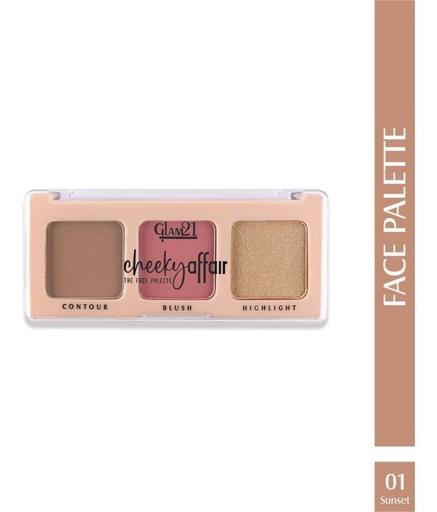     			Glam21 Cheeky Affair Face Palette With 3 in 1 Contour, Blush & Highlighter Palette 8.6gm Sunset-01