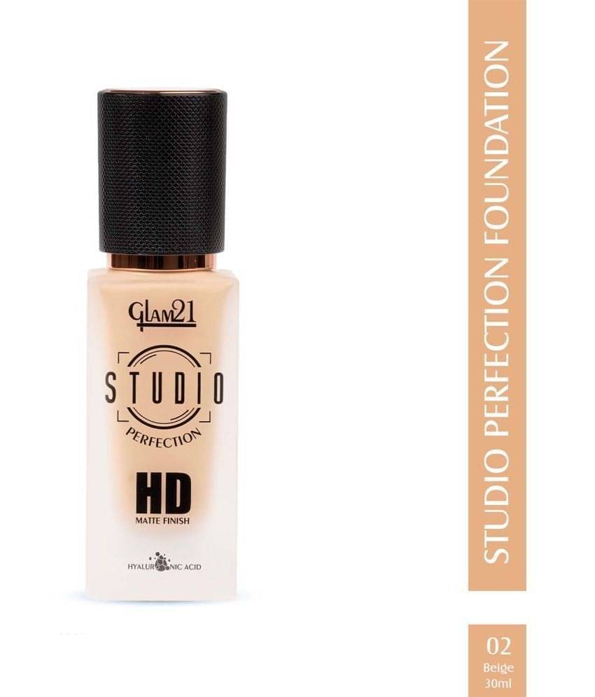Glam21 Studio Perfection HD Matte Foundation Oil Control Long Stay Smudge & Waterproof 30ml Beige-02 Glam21 Studio Perfection HD Matte Foundation Oil Control Long Stay Smudge & Waterproof 30ml Beige-02