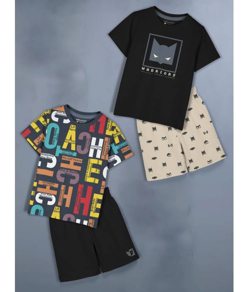     			HELLCAT Pack of 2 Girls Cotton Blend Top With Shorts ( Black )