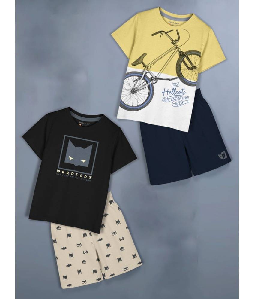     			HELLCAT Pack of 2 Girls Cotton Blend Top With Shorts ( Black )