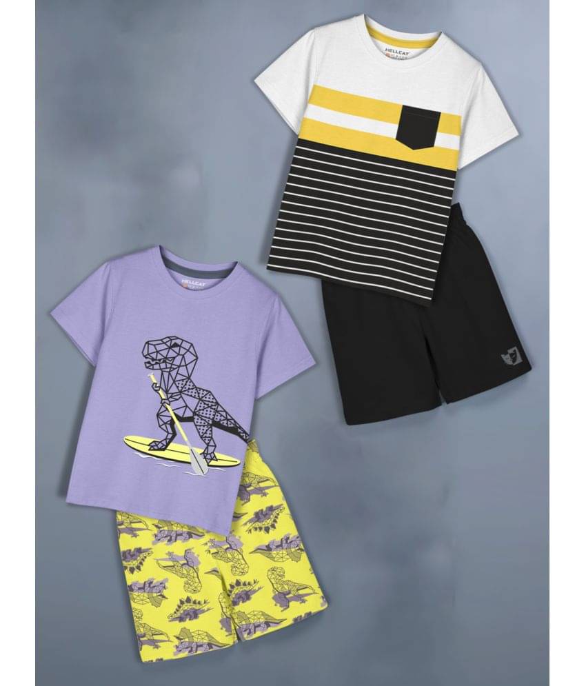     			HELLCAT Pack of 2 Girls Cotton Blend Top With Shorts ( Lavender )