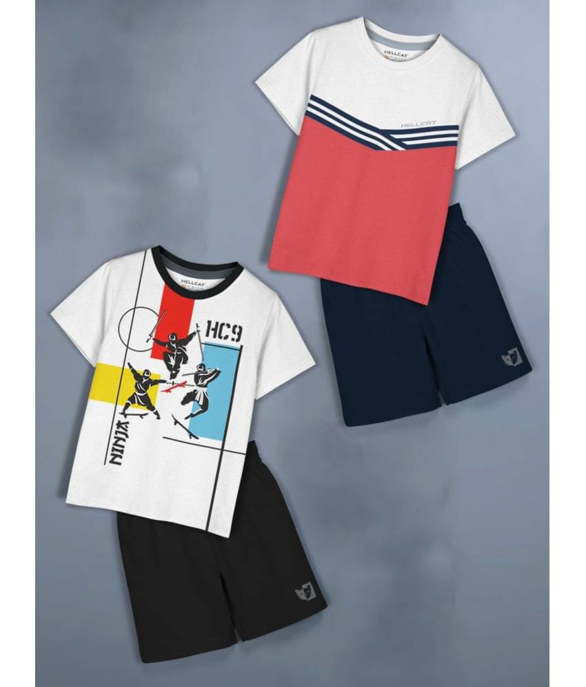     			HELLCAT Pack of 2 Girls Cotton Blend Top With Shorts ( White )