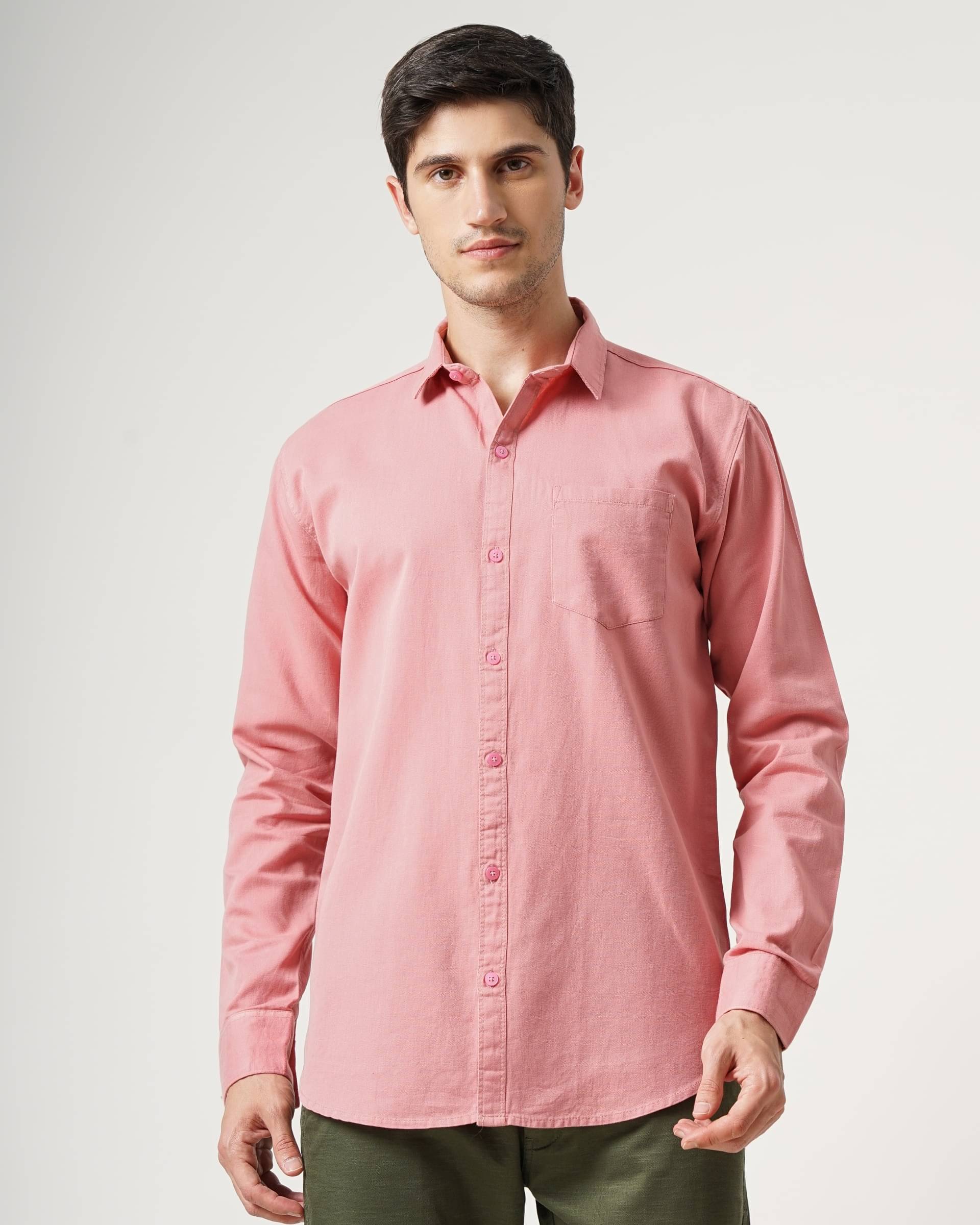 HETIERS Cotton Blend Slim Fit Solids Full Sleeves Men's Casual Shirt - Pink ( Pack of 1 ) HETIERS Cotton Blend Slim Fit Solids Full Sleeves Men's Casual Shirt - Pink ( Pack of 1 )