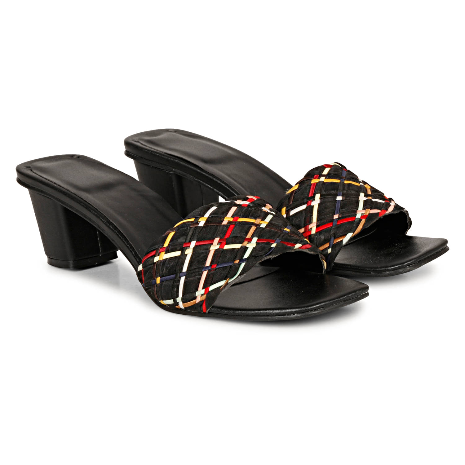     			Ishransh Black Women's Slip On Heels