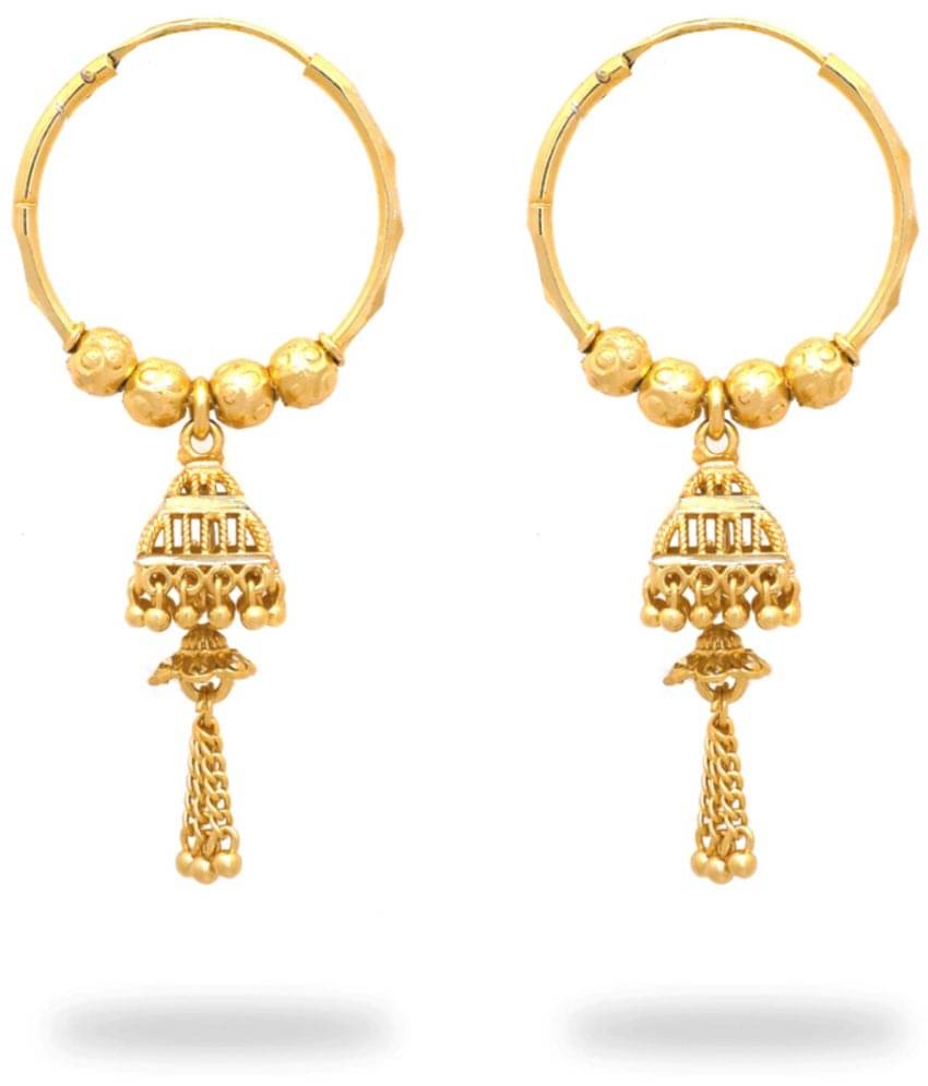     			LUV FASHION Golden Hoops Earrings ( Pack of 1 )