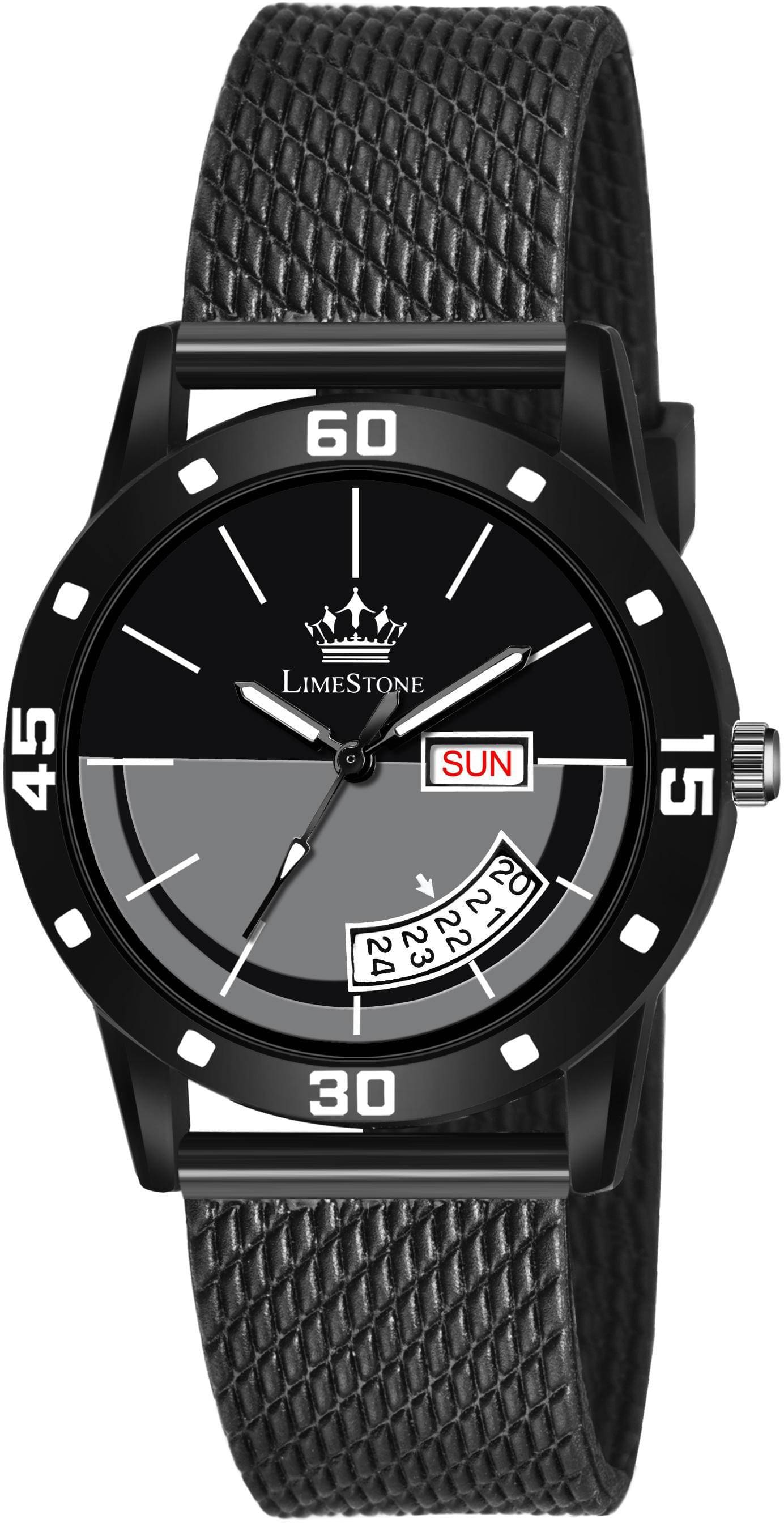     			LimeStone Black Silicon Analog Men's Watch