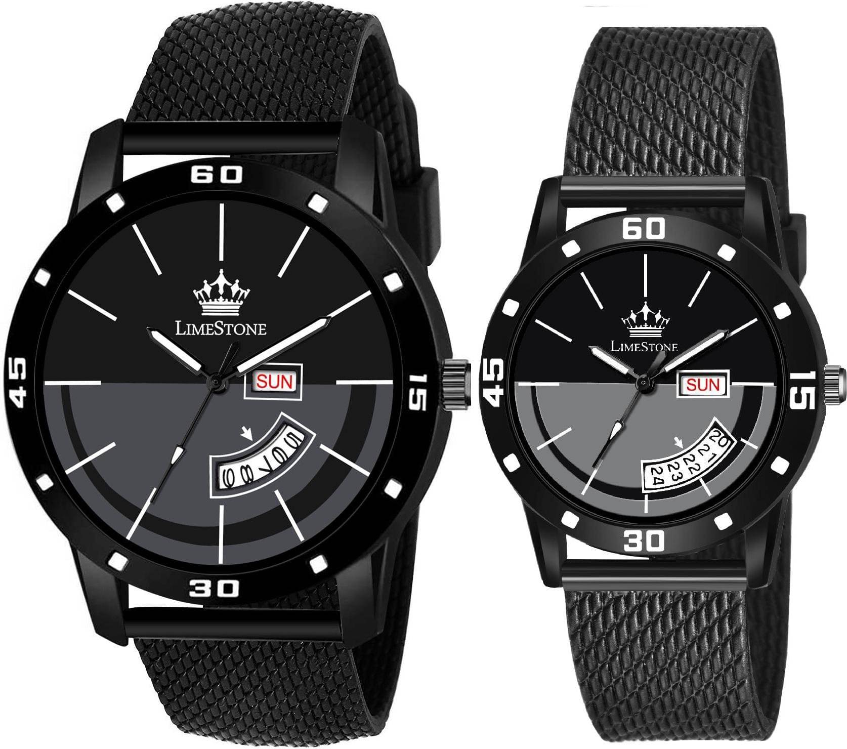     			LimeStone Black Silicon Analog Men's Watch