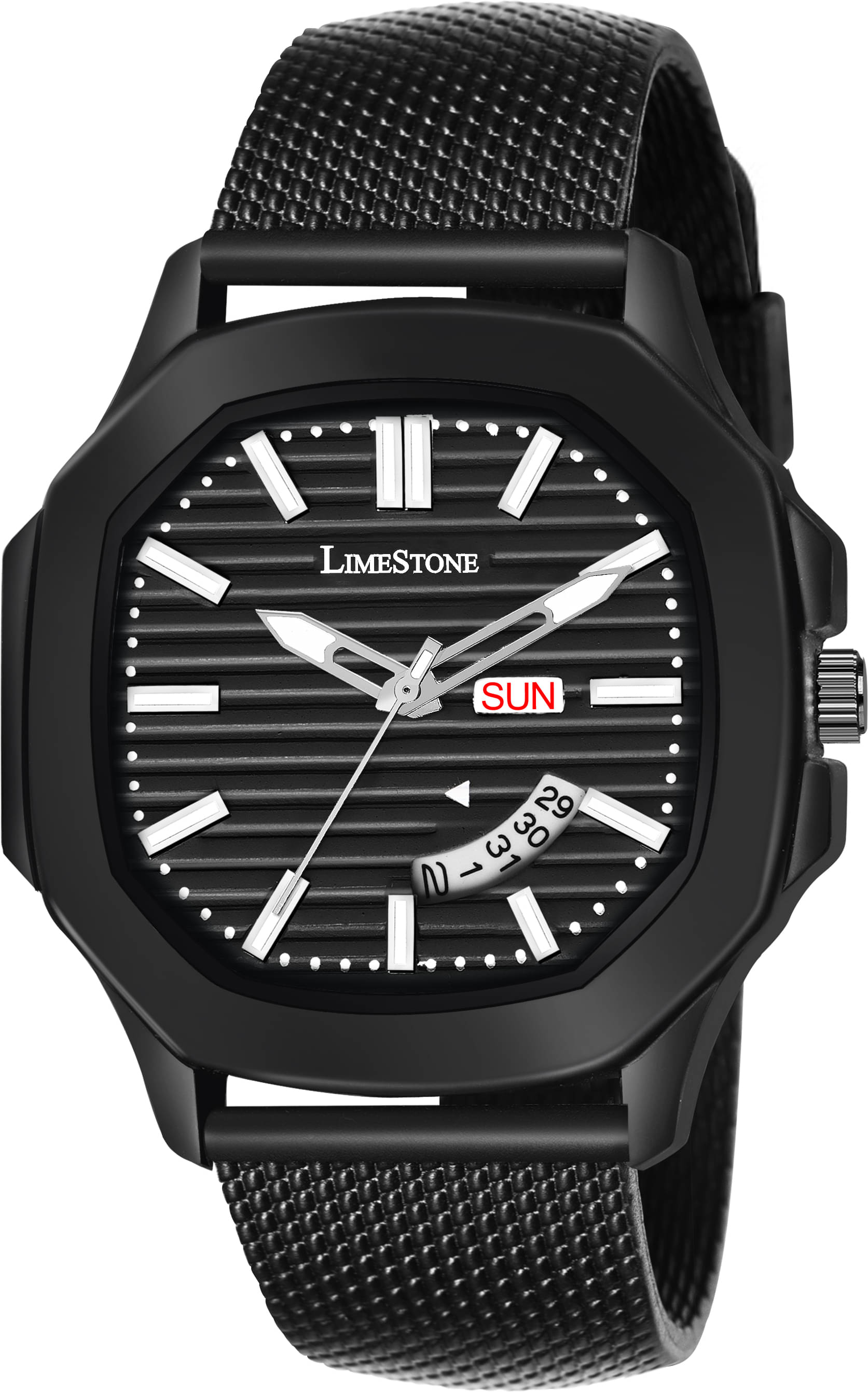     			LimeStone Black Silicon Analog Men's Watch