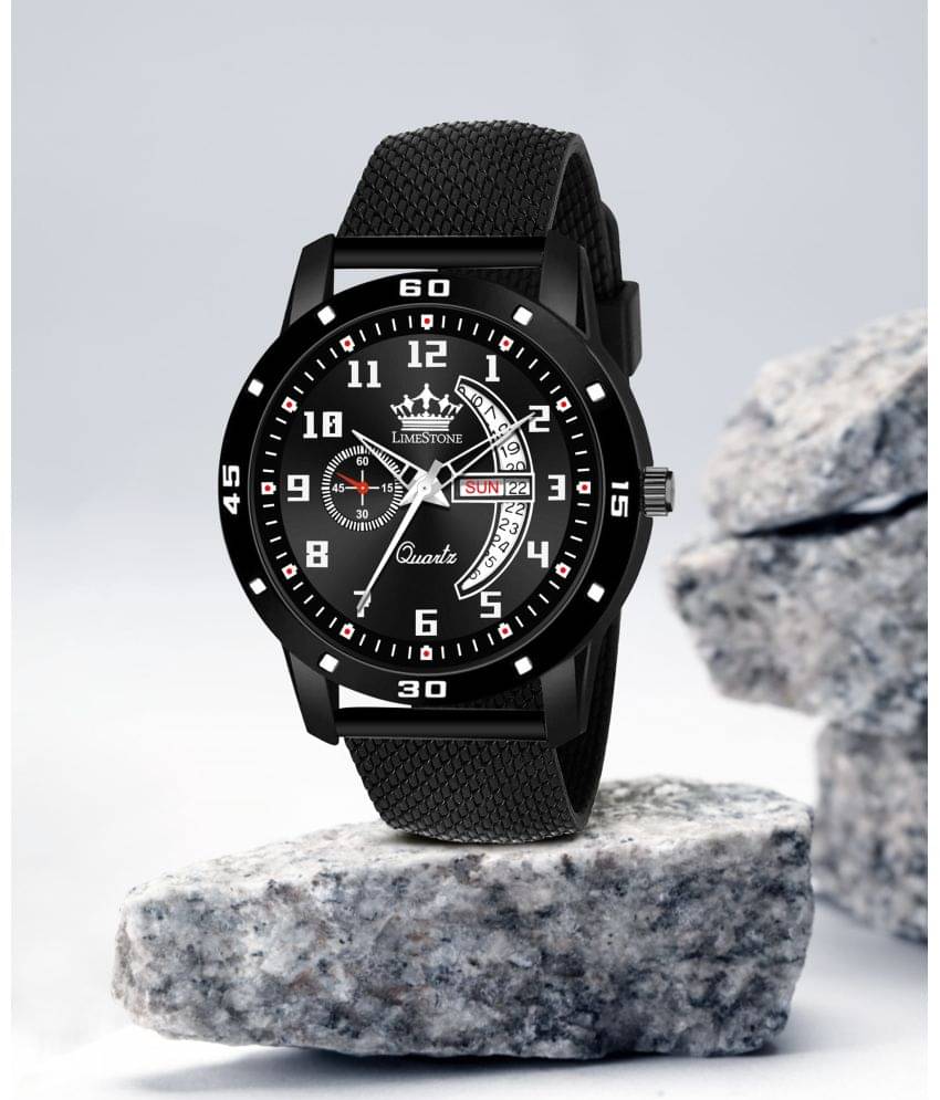     			LimeStone Black Silicon Analog Men's Watch