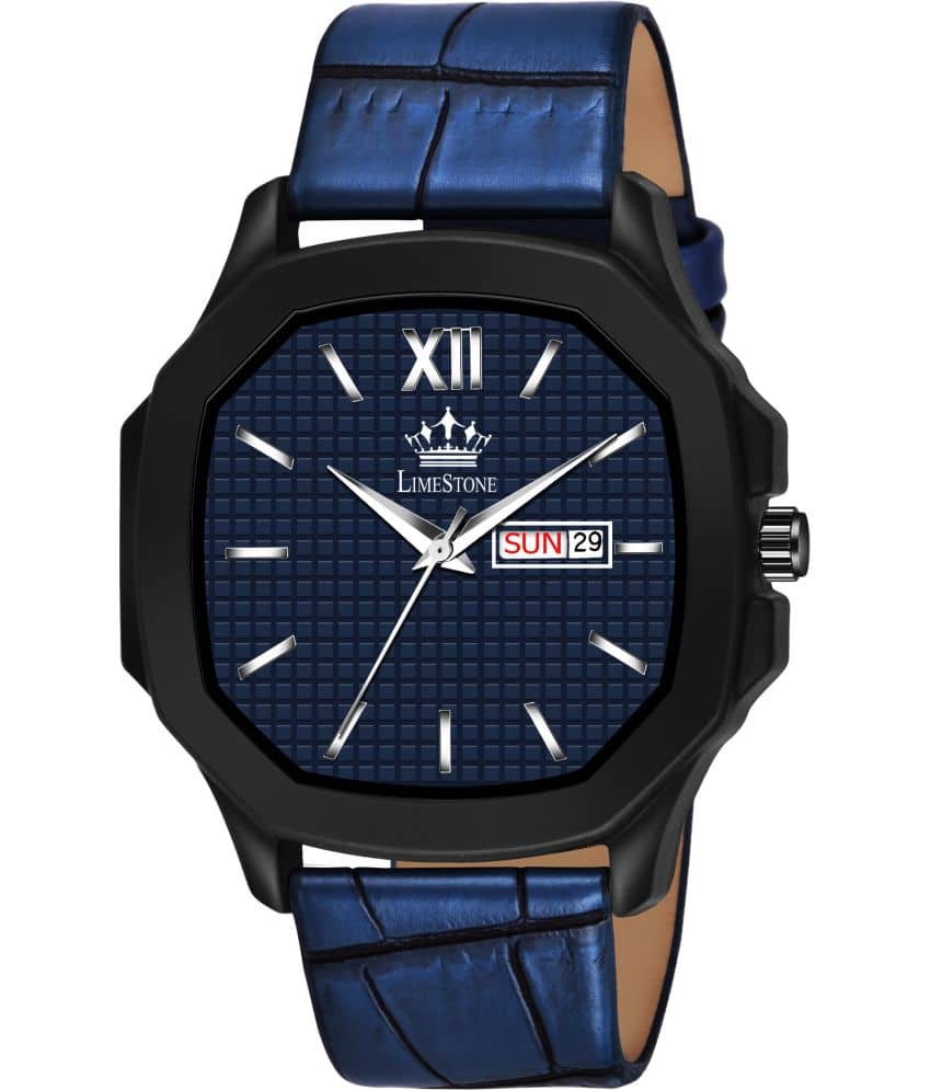 LimeStone Blue PU Analog Men's Watch