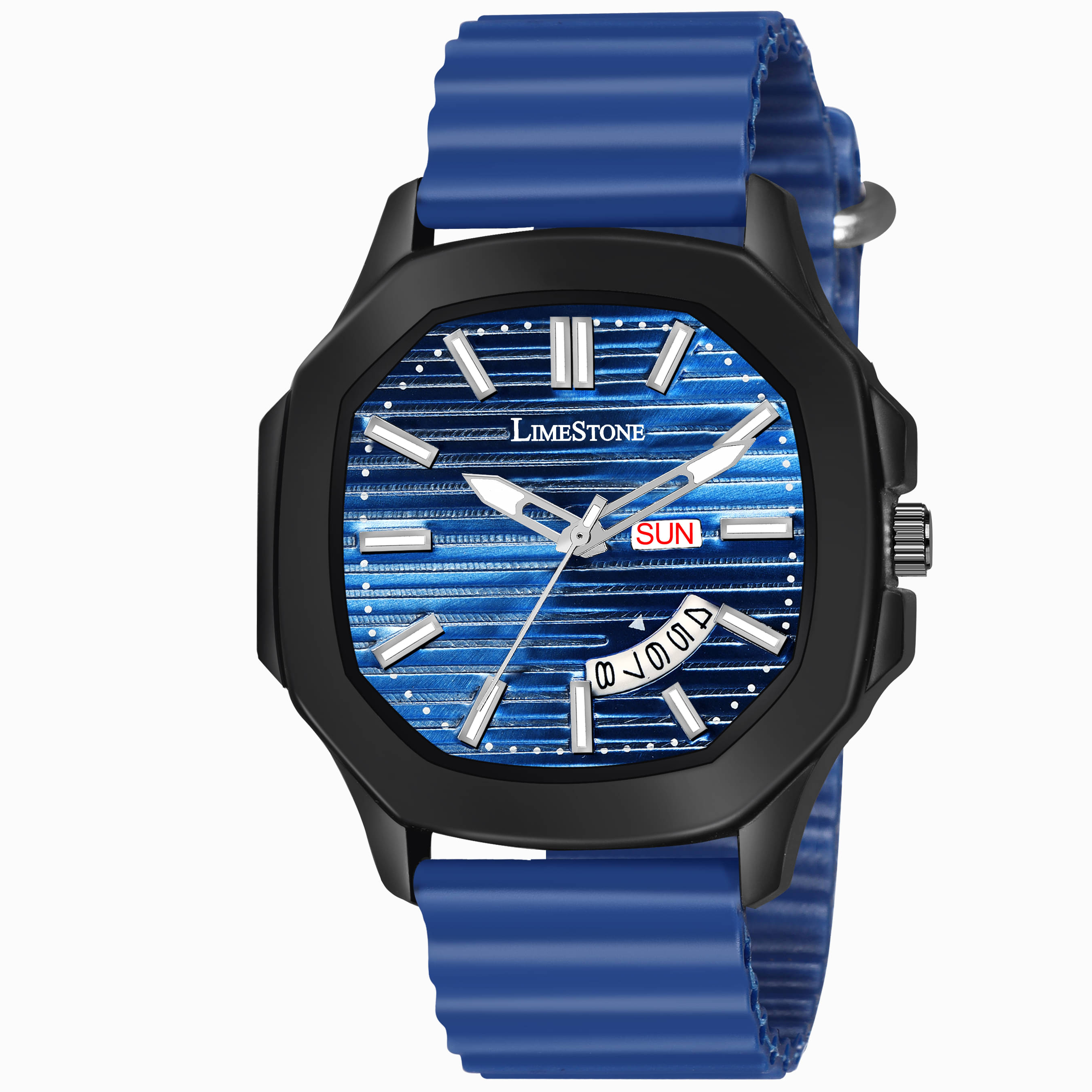     			LimeStone Blue Silicon Analog Men's Watch