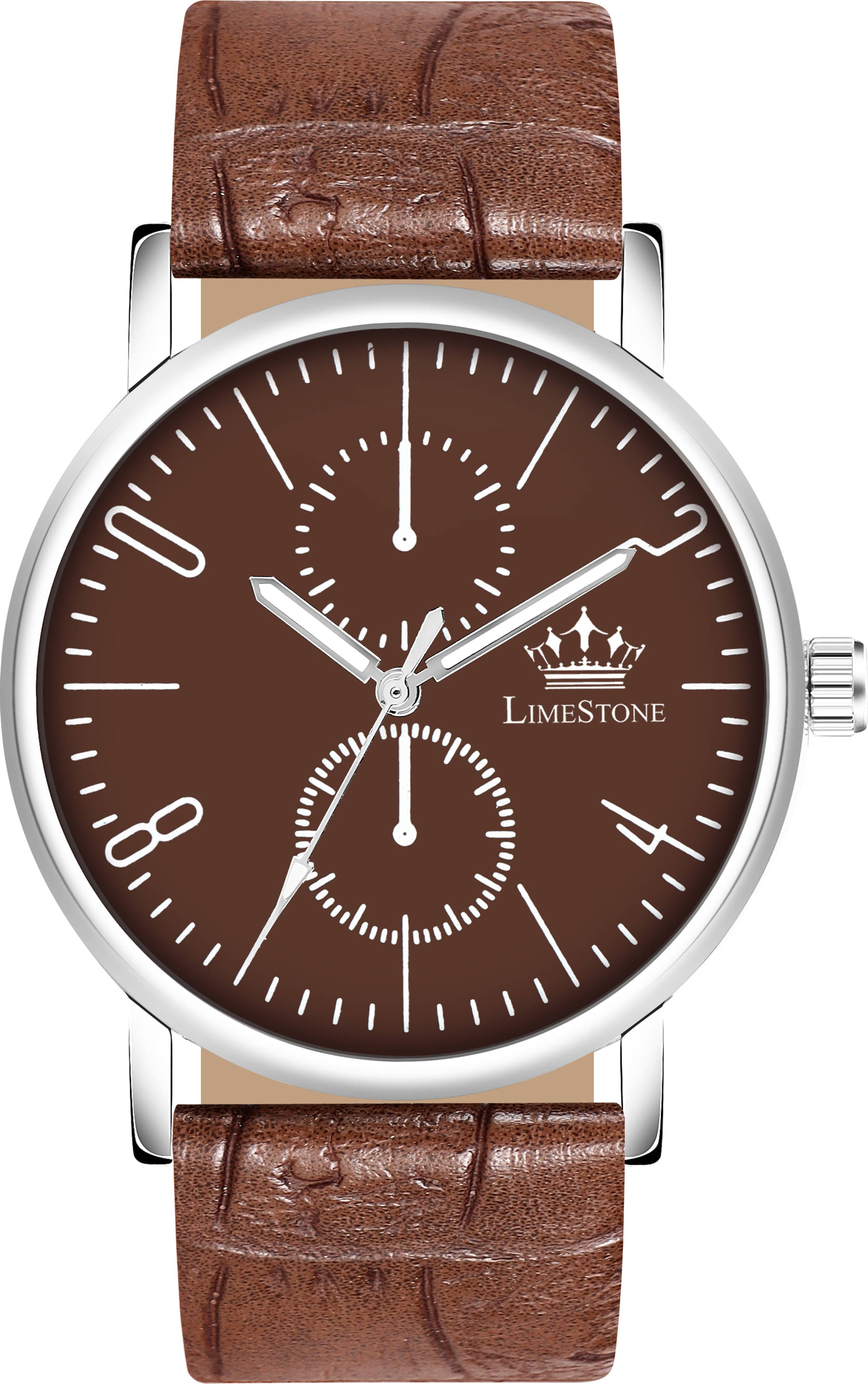     			LimeStone Brown PU Analog Men's Watch