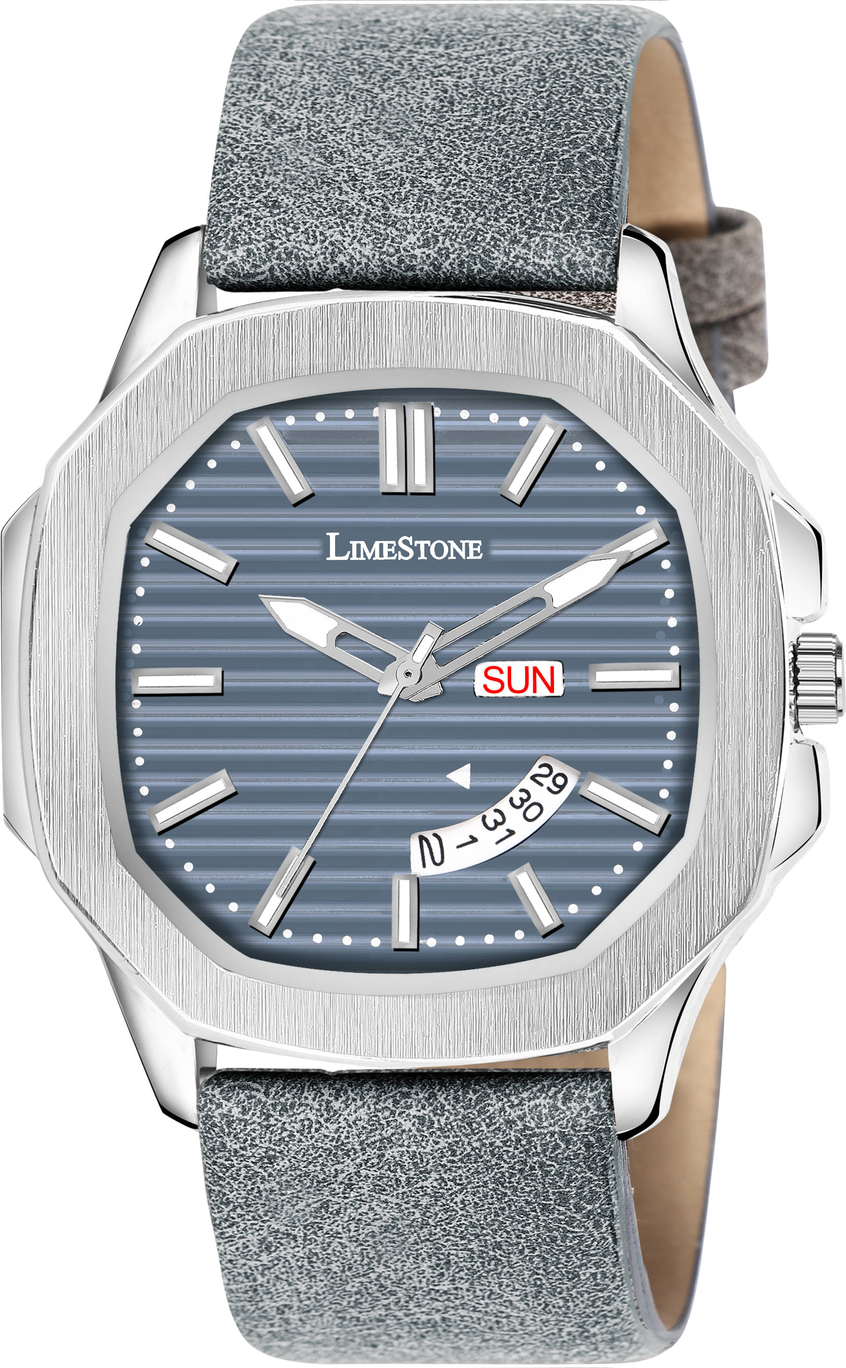     			LimeStone Light Grey PU Analog Men's Watch