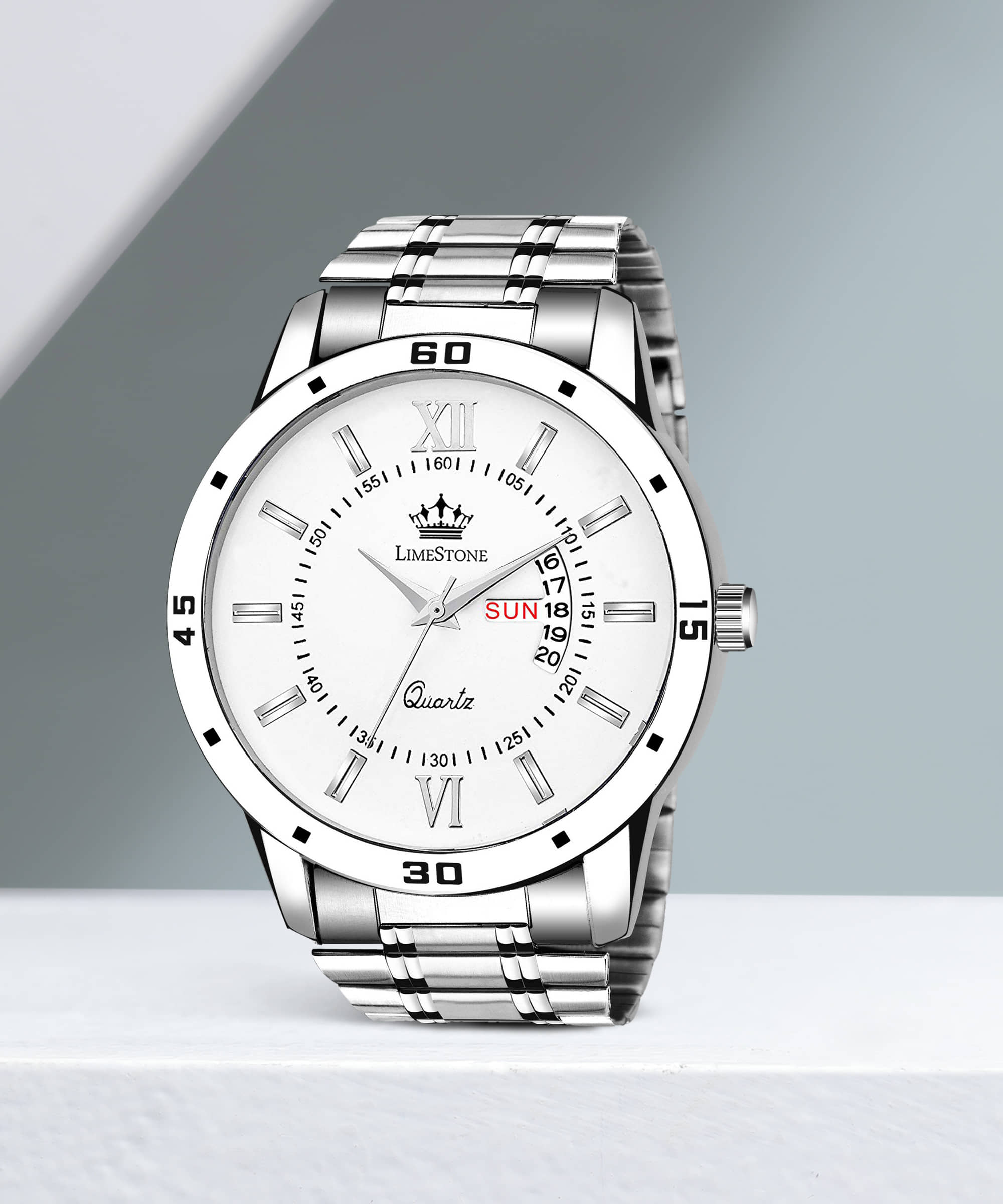 LimeStone Silver Stainless Steel Analog Men's Watch