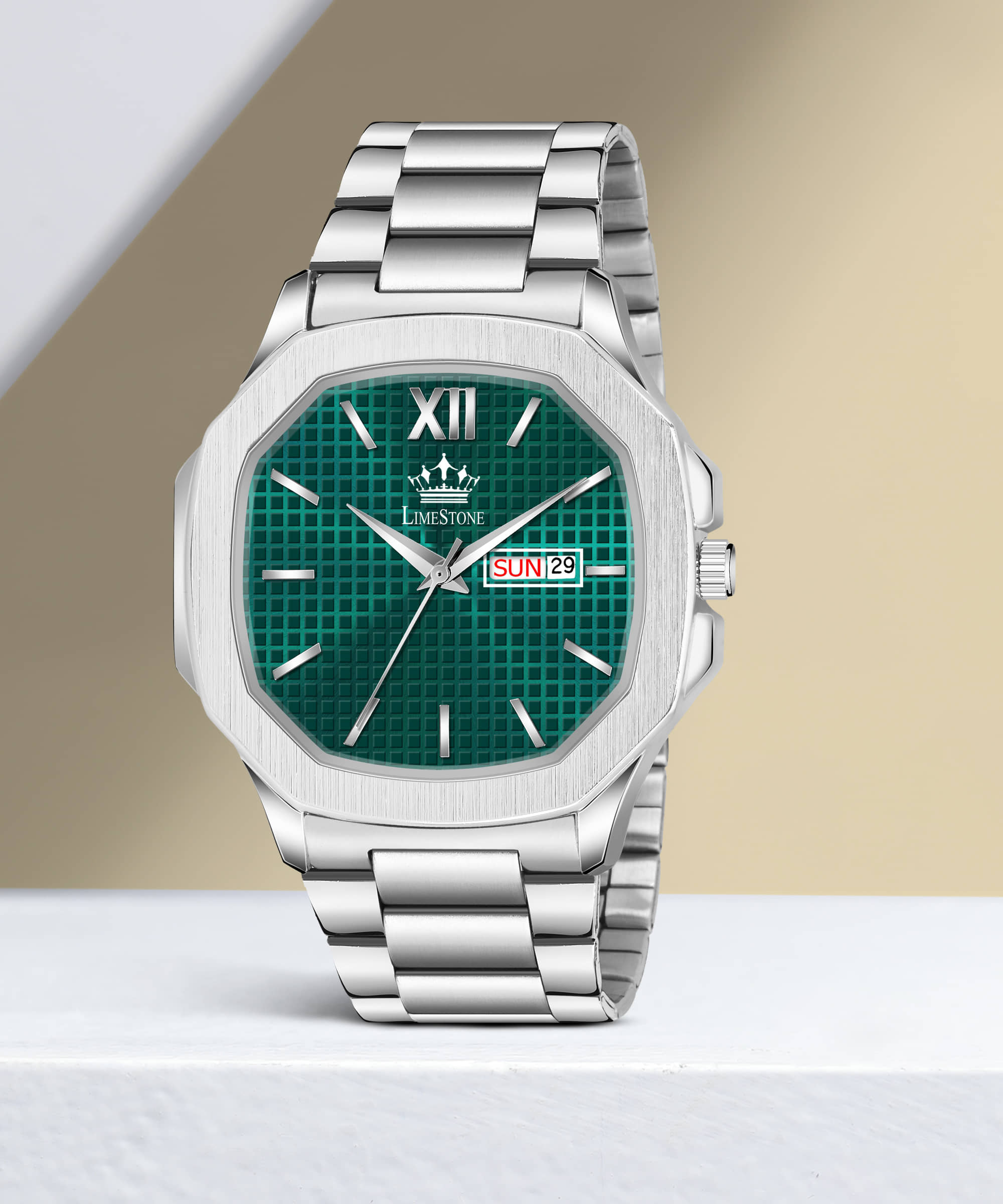LimeStone Silver Stainless Steel Analog Men's Watch