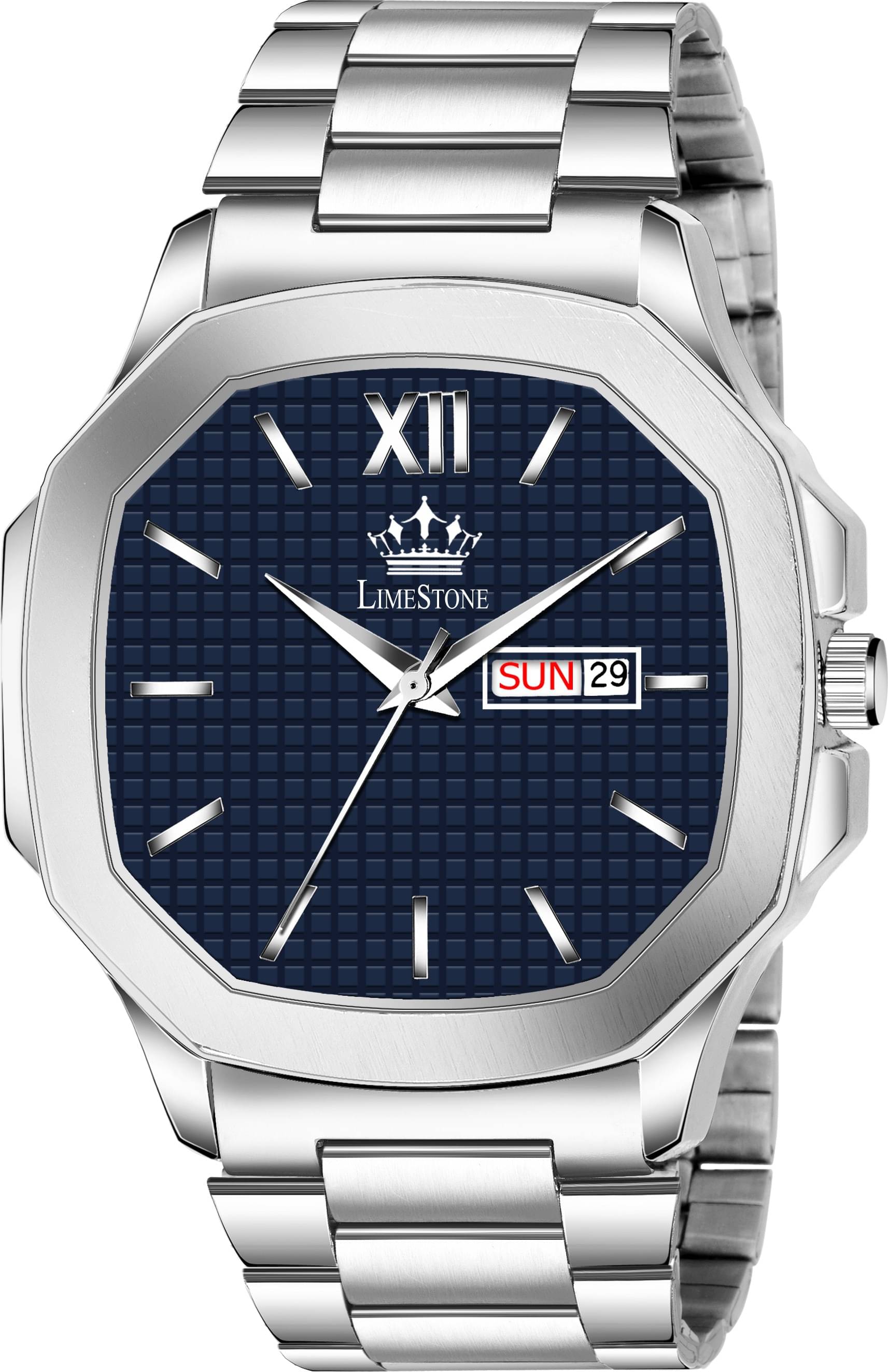     			LimeStone Silver Stainless Steel Analog Men's Watch