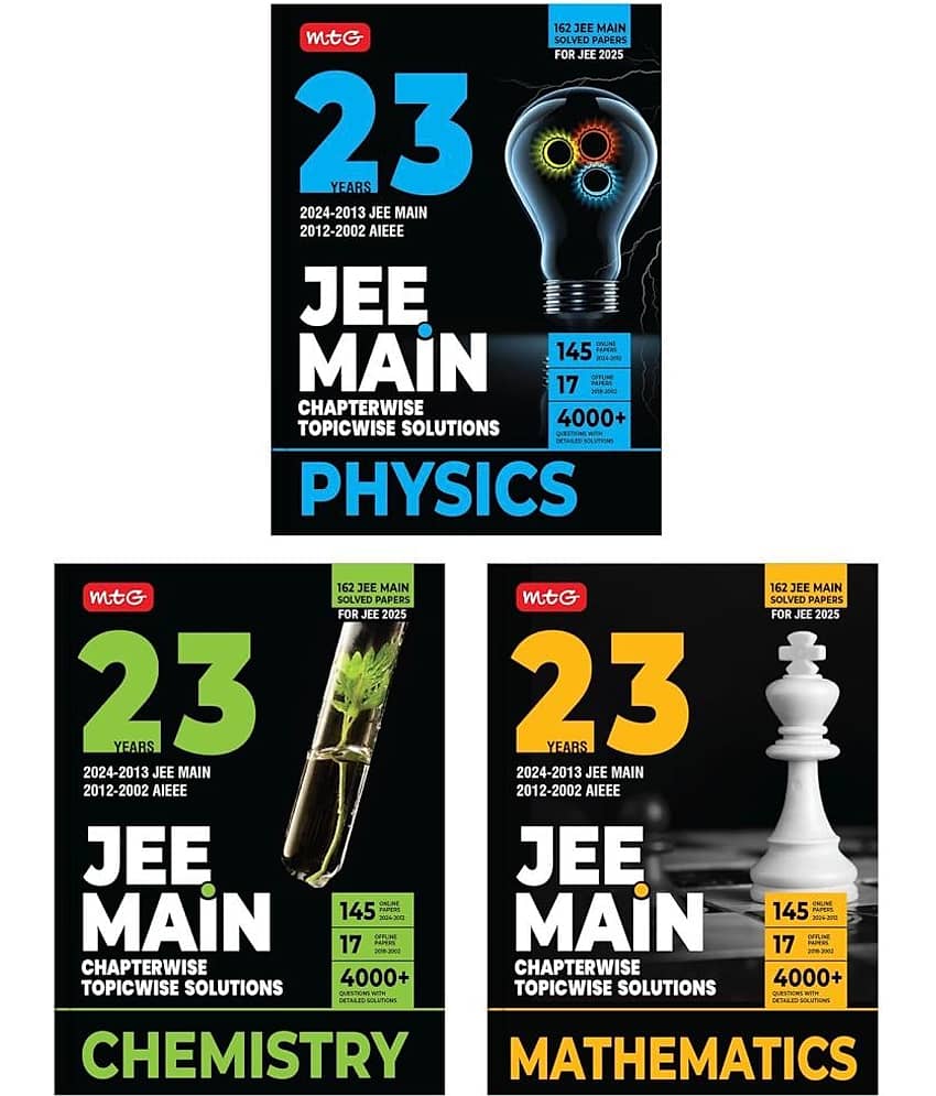 MTG 23 Years JEE MAIN Chapterwise Topicwise (2024-2002) Previous Years Solved Question Papers (PYQs) Physics, Chemistry & Mathematics (Set of 3 Books) - JEE Main PYQ Books For 2025 Exam (162 JEE Main ONLINE & OFFLINE Papers) - Stationery | Buy online on ZillyBuy