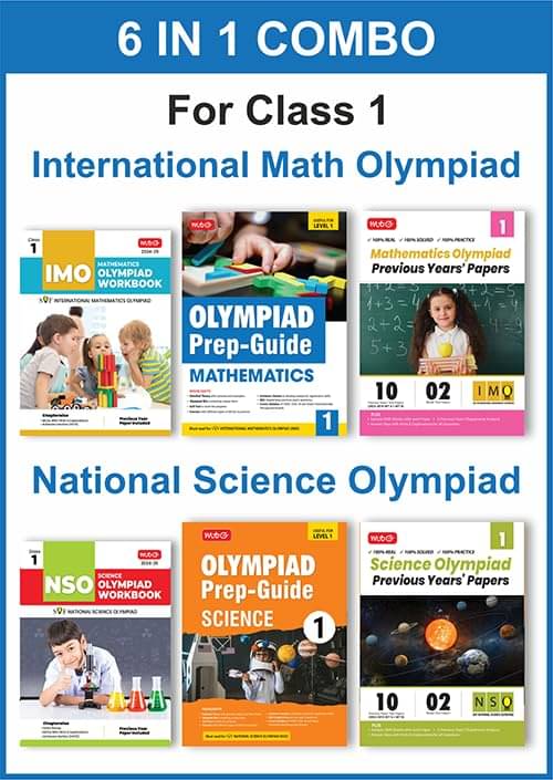 MTG Class-1 (Mathematics & Science) IMO-NSO Olympiad Workbook, Prep-Guide & Previous Years Papers (PYQs) with Mock Test Paper - SOF Olympiad Books For 2024-25 Exam (Set of 6 Books) MTG Class-1 (Mathematics & Science) IMO-NSO Olympiad Workbook, Prep-Guide & Previous Years Papers (PYQs) with Mock Test Paper - SOF Olympiad Books For 2024-25 Exam (Set of 6 Books)