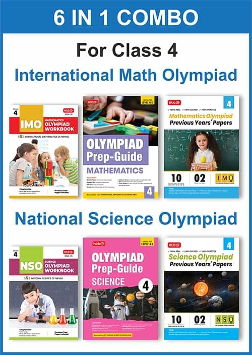     			MTG Class-4 (Mathematics & Science) IMO-NSO Olympiad Workbook, Prep-Guide & Previous Years Papers (PYQs) with Mock Test Paper - SOF Olympiad Books For 2024-25 Exam (Set of 6 Books)