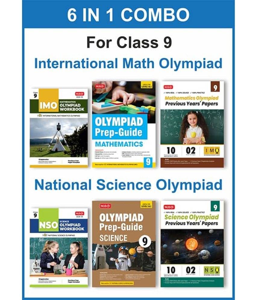 MTG Class-9 (Mathematics & Science) IMO-NSO Olympiad Workbook, Prep-Guide & Previous Years Papers (PYQs) with Mock Test Paper - SOF Olympiad Books For 2024-25 Exam (Set of 6 Books) MTG Class-9 (Mathematics & Science) IMO-NSO Olympiad Workbook, Prep-Guide & Previous Years Papers (PYQs) with Mock Test Paper - SOF Olympiad Books For 2024-25 Exam (Set of 6 Books)