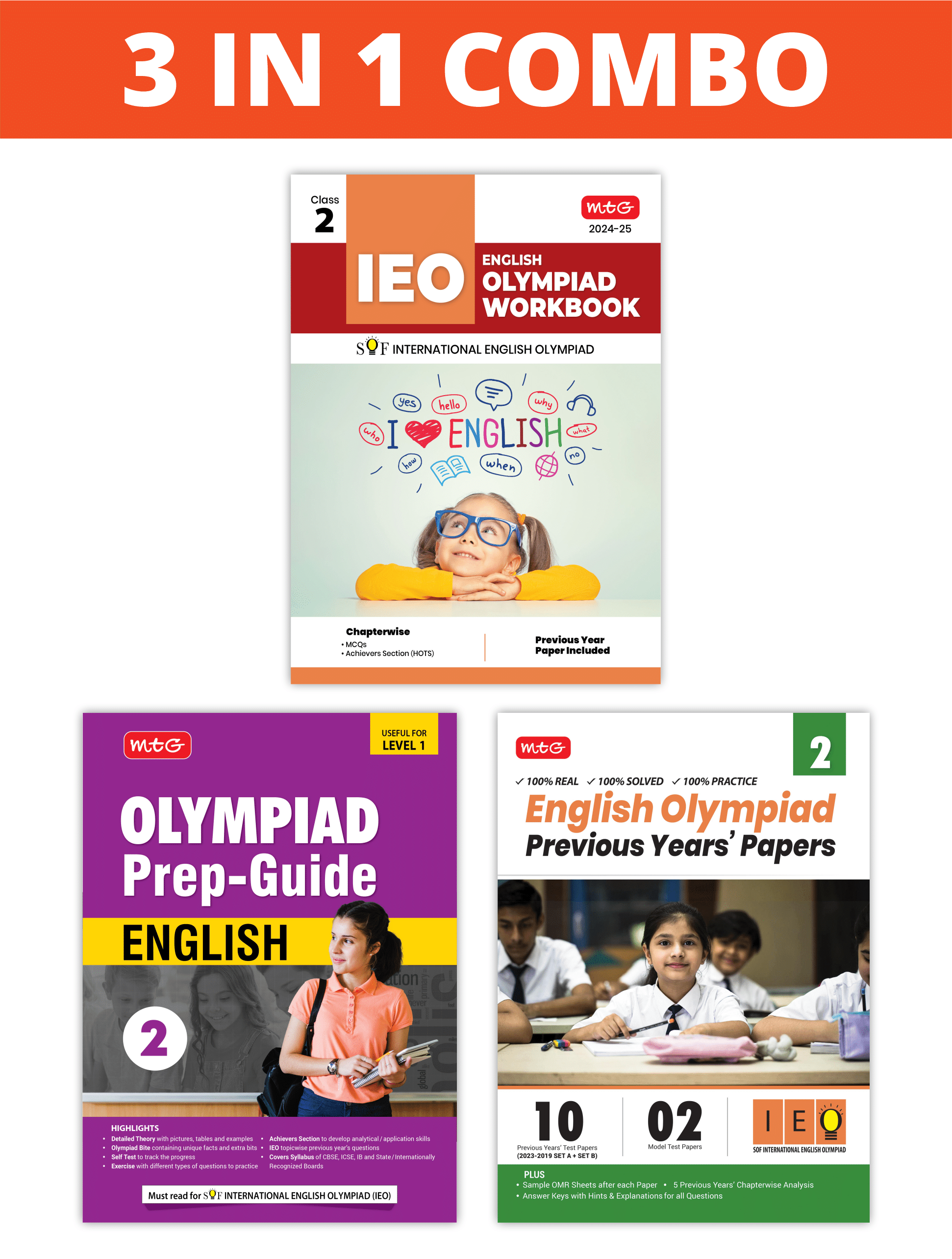 MTG International English Olympiad (IEO) Workbook, Prep-Guide & Previous Years Papers (PYQs) with Mock Test Paper Class 2 - SOF Olympiad Books For 2024-25 Exam (Set of 3 Books) MTG International English Olympiad (IEO) Workbook, Prep-Guide & Previous Years Papers (PYQs) with Mock Test Paper Class 2 - SOF Olympiad Books For 2024-25 Exam (Set of 3 Books)