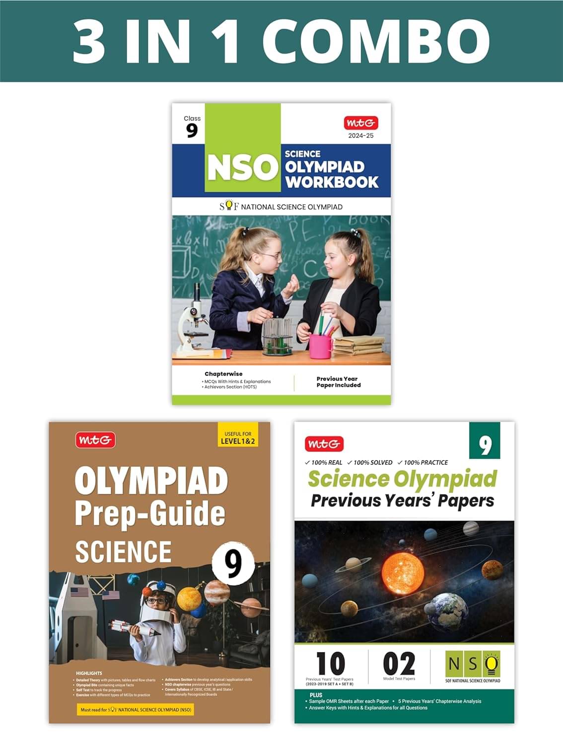 MTG National Science Olympiad (NSO) Workbook, Prep-Guide & Previous Years Papers (PYQs) with Mock Test Paper Class 9 - SOF Olympiad Books For 2024-25 Exam (Set of 3 Books) MTG National Science Olympiad (NSO) Workbook, Prep-Guide & Previous Years Papers (PYQs) with Mock Test Paper Class 9 - SOF Olympiad Books For 2024-25 Exam (Set of 3 Books)
