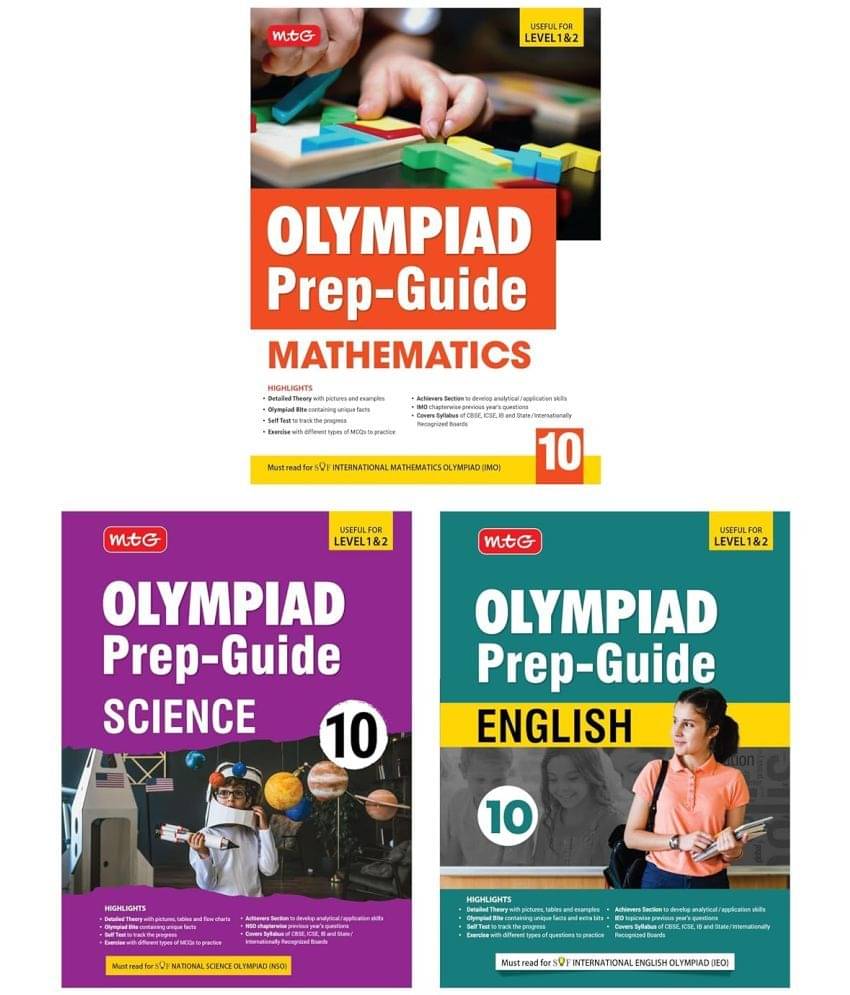MTG Olympiad Prep-Guide Class-10 Mathematics, Science & English (Set of 3 Books) - Detailed Theory, Self Test with IMO-NSO-IEO Chapterwise Previous Year Question Paper For SOF 2024-25 Exam MTG Olympiad Prep-Guide Class-10 Mathematics, Science & English (Set of 3 Books) - Detailed Theory, Self Test with IMO-NSO-IEO Chapterwise Previous Year Question Paper For SOF 2024-25 Exam