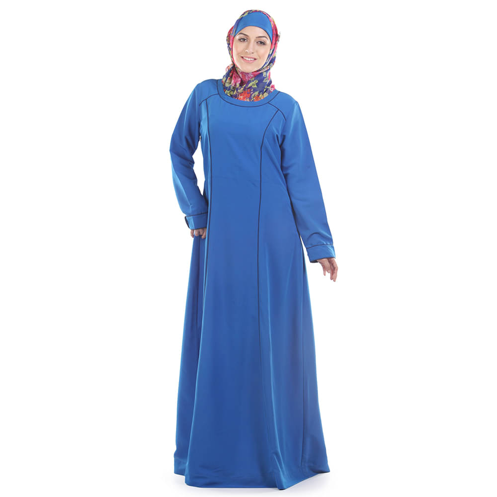     			Momin Libas Blue Polyester Stitched Burqas without Hijab -
