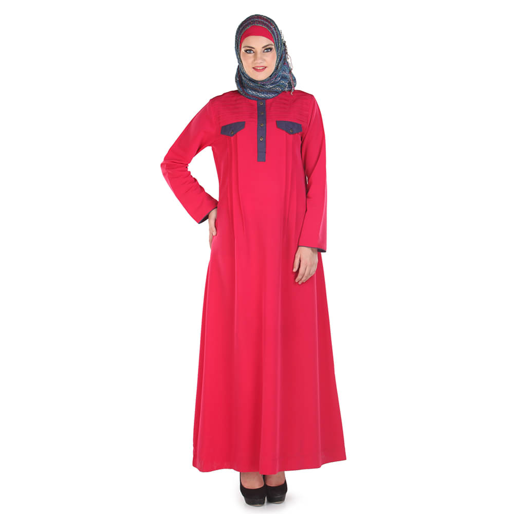     			Momin Libas Pink Polyester Stitched Burqas without Hijab -