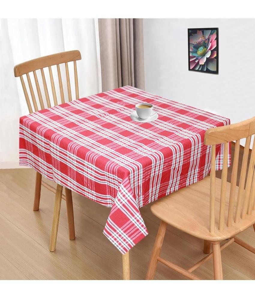     			Oasis Hometex Checks Cotton 2 Seater Square Table Cover ( 102 x 102 ) cm Pack of 1 Red