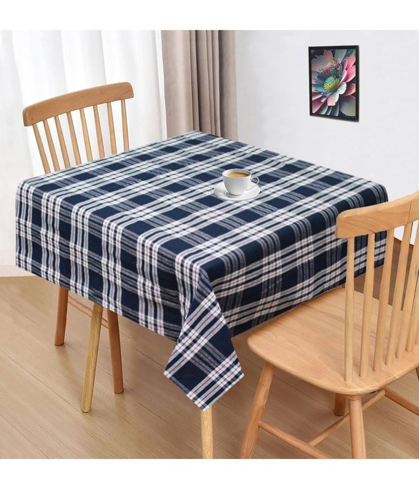 Oasis Hometex Checks Cotton 2 Seater Square Table Cover ( 102 x 102 ) cm Pack of 1 Blue     			Oasis Hometex Checks Cotton 2 Seater Square Table Cover ( 102 x 102 ) cm Pack of 1 Blue