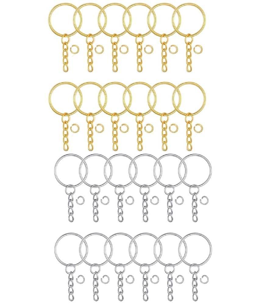 PRANSUNITA 24 pcs Keychain Rings 1 Inch (25mm) with 24 pcs Open Jump Rings for Resin, Crafts and Key chains Making – Golden & Silver Color PRANSUNITA 24 pcs Keychain Rings 1 Inch (25mm) with 24 pcs Open Jump Rings for Resin, Crafts and Key chains Making – Golden & Silver Color