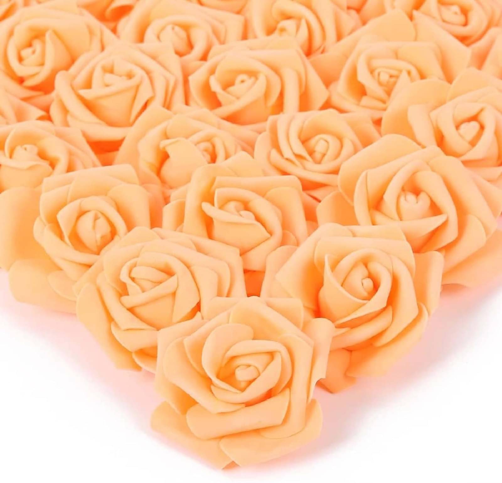     			PRANSUNITA Artificial Rose Flower Heads,10 pcs Real Looking Foam Fake Roses for DIY Wedding & Gift Packaging,Baby Shower Centerpieces Arrangements Home Decorations,Size 6 cm(2.5 inch) (Orange)