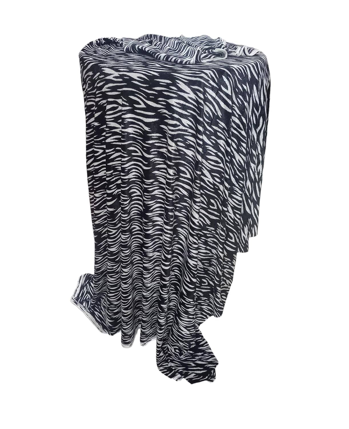 PRANSUNITA Other White & Black Tiger Print Velvet Felt Fleece Fabric ( Pack of 1 ) PRANSUNITA Other White & Black Tiger Print Velvet Felt Fleece Fabric ( Pack of 1 )