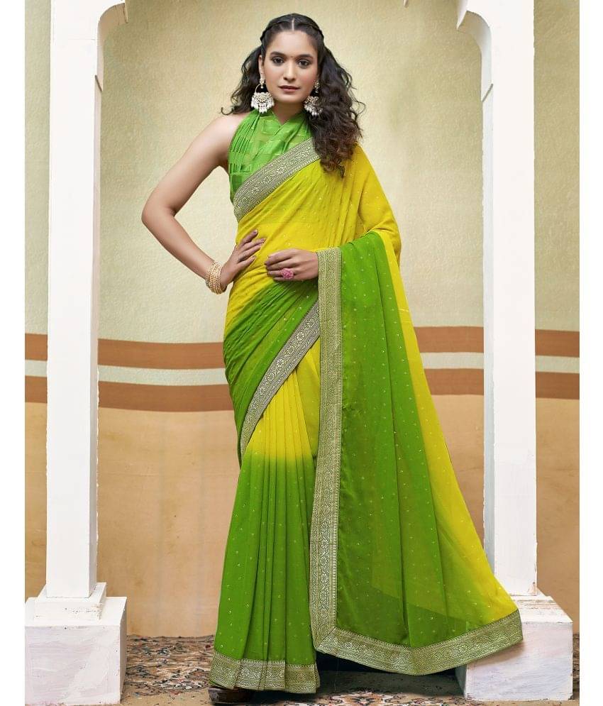 Samah Georgette Printed Saree With Unstitched Blouse Piece ( Yellow ) Samah Georgette Printed Saree With Unstitched Blouse Piece ( Yellow )