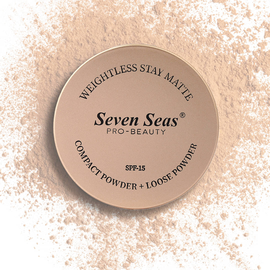     			Seven Seas Weightless Stay Matte 2 in 1 Loose Powder & Compact Powder SPF -15 (Buff Beige)
