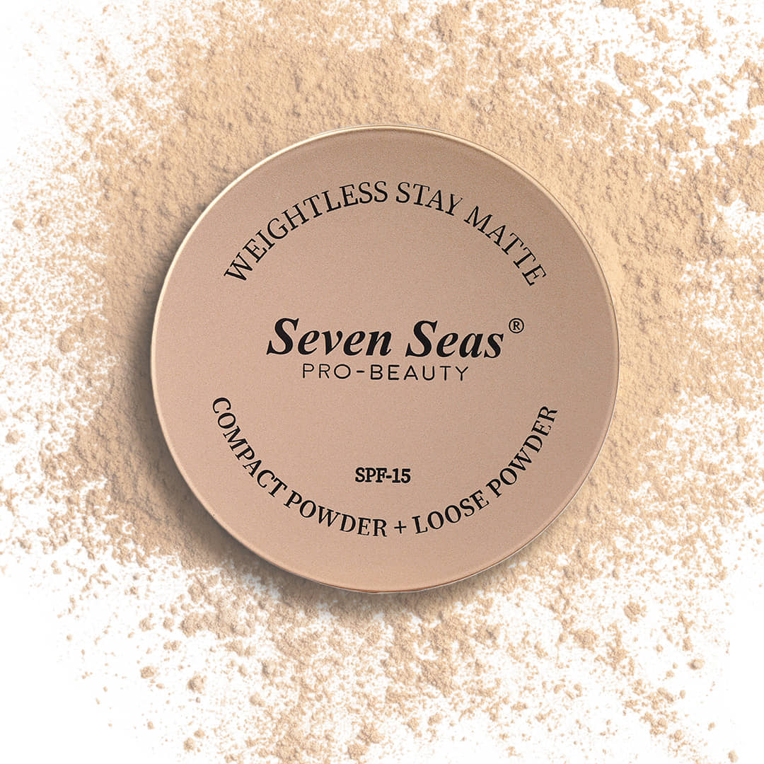 Seven Seas Weightless Stay Matte 2 in 1 Loose Powder & Compact Powder SPF -15 (Banana)