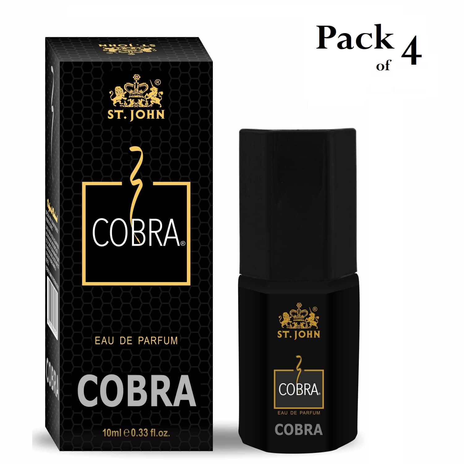     			ST.JOHN Cobra Perfume Long Lasting Pocket Perfume For Men 10ml Each (40ml) - Pack of 4