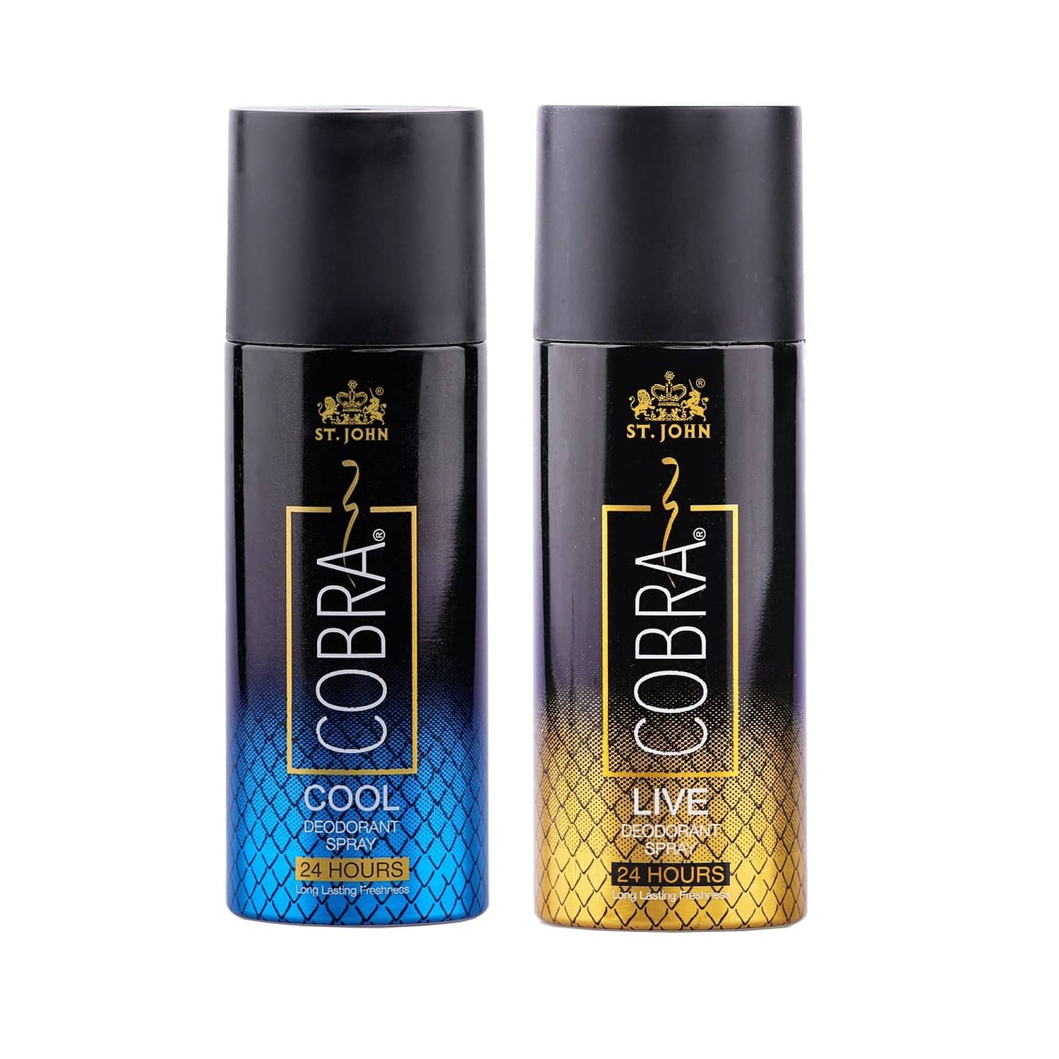 ST.JOHN Cobra Cool & Live Long Lasting Deodorant Spray for Men 150ml Each (300ml) - Pack of 1