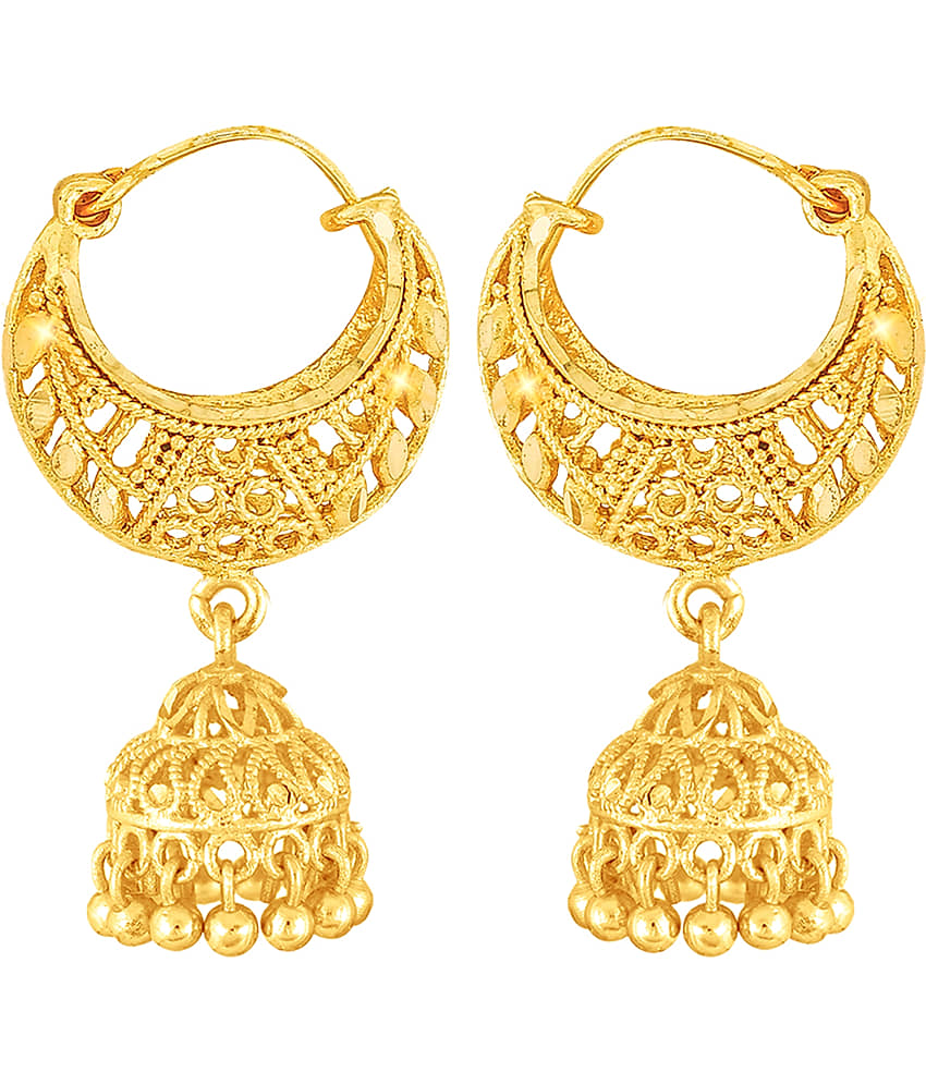 VIVASTRI Golden Jhumki Earrings ( Pack of 1 ) - Earrings | Buy online on ZillyBuy