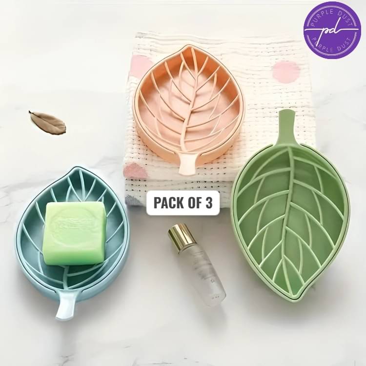 Leaf Shape Soap Box Double Layer Delicate Plastic Soap Holder (Set of 3) Leaf Shape Soap Box Double Layer Delicate Plastic Soap Holder (Set of 3)