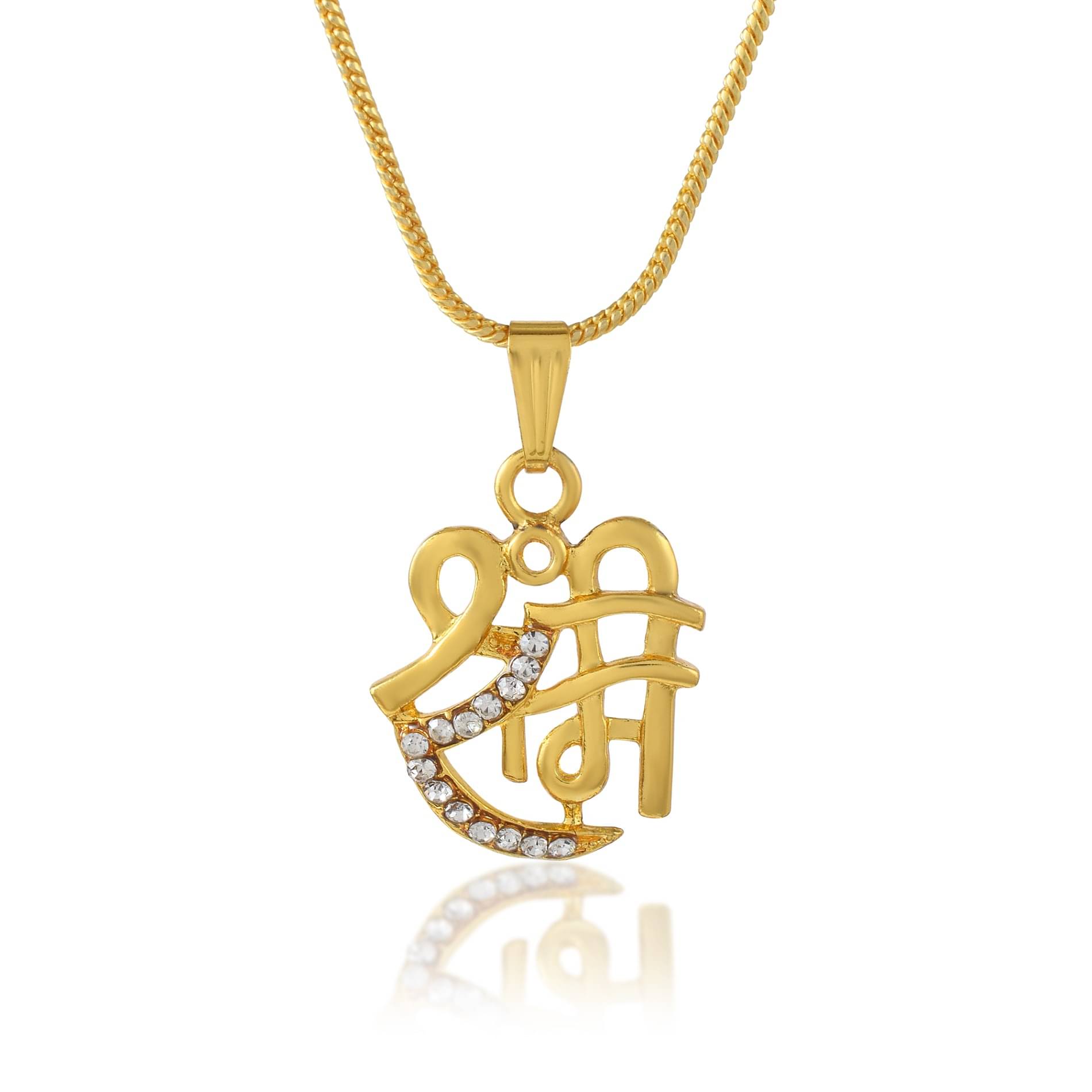     			Admier Gold plated shree ram Hindu spiritual pendant with cz studded Temple Jewellery Men Women