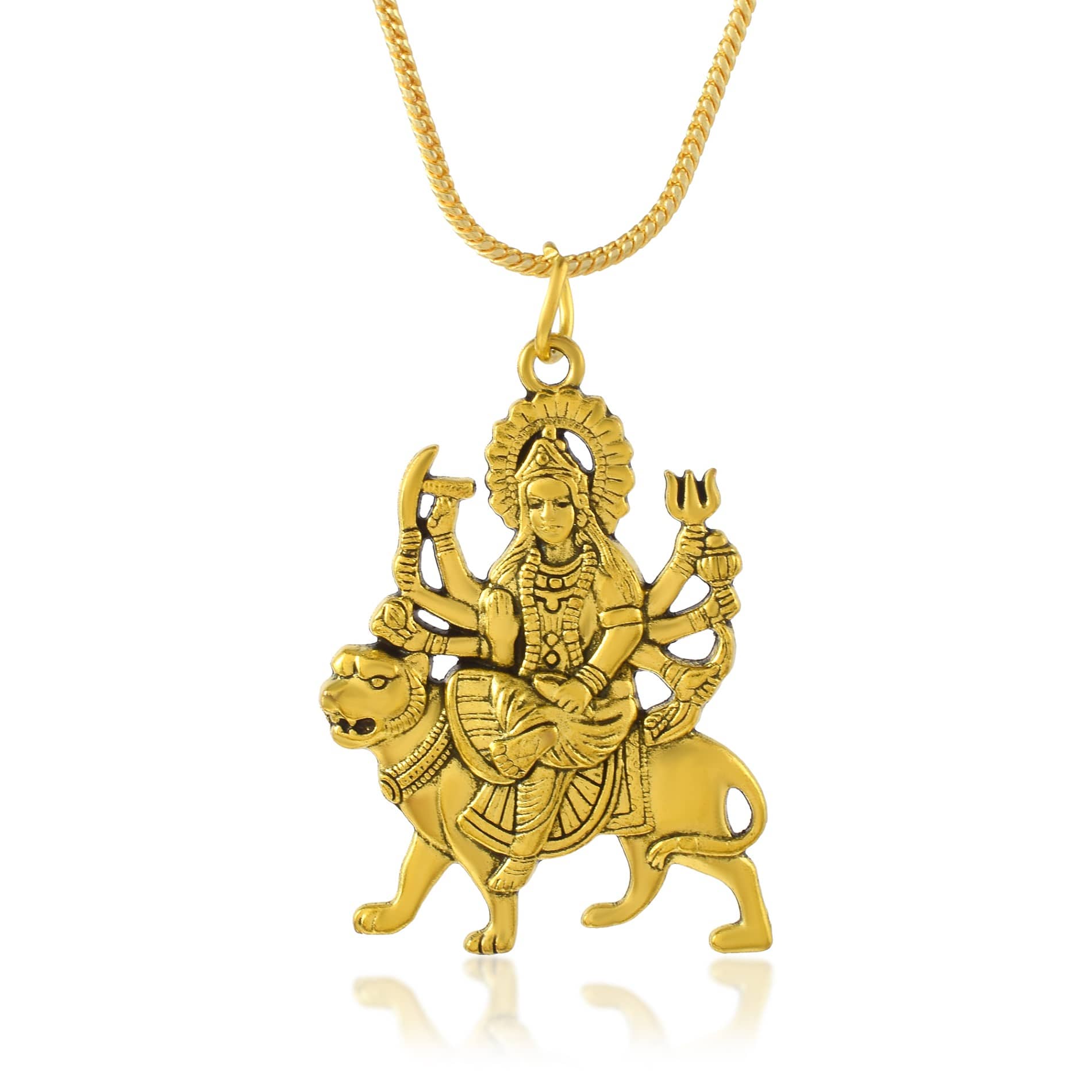 Admier gold plated Durga mata Vaishno Devi Maa Sherawali Mata religious pendant for men women