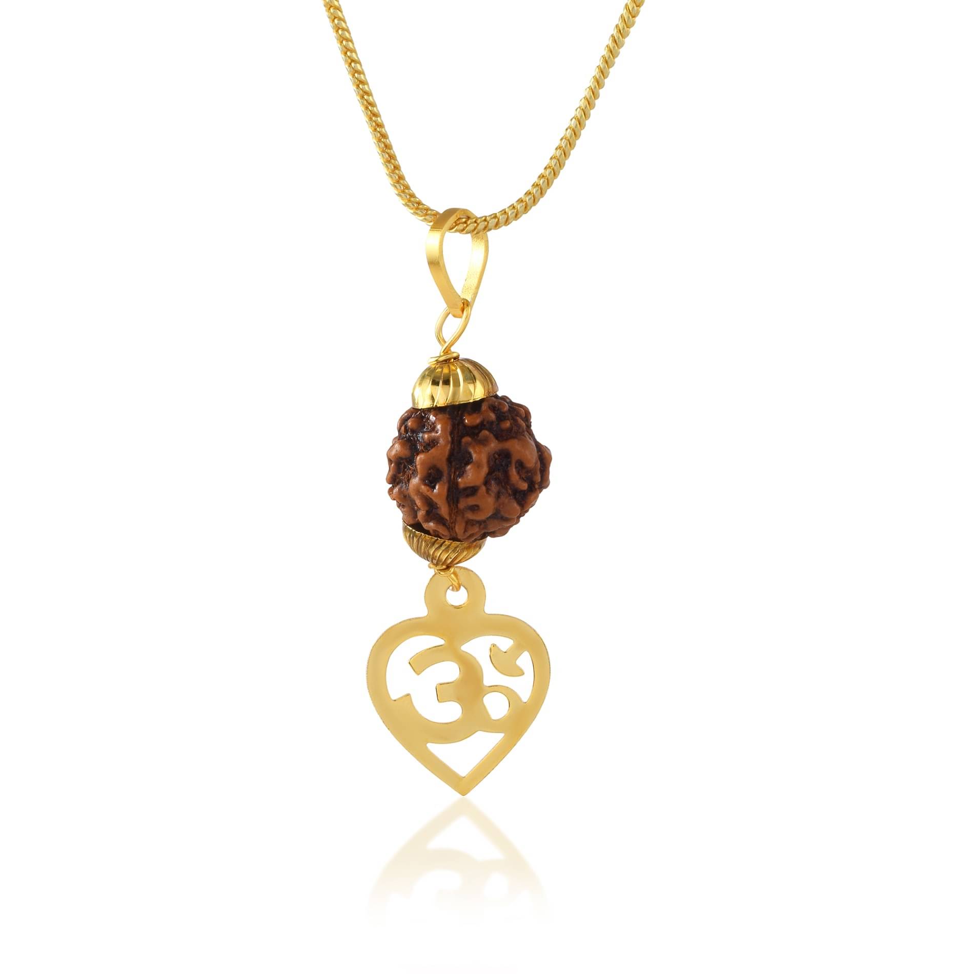     			Admier gold plated om hanging with rudraksha religious pendant for men women