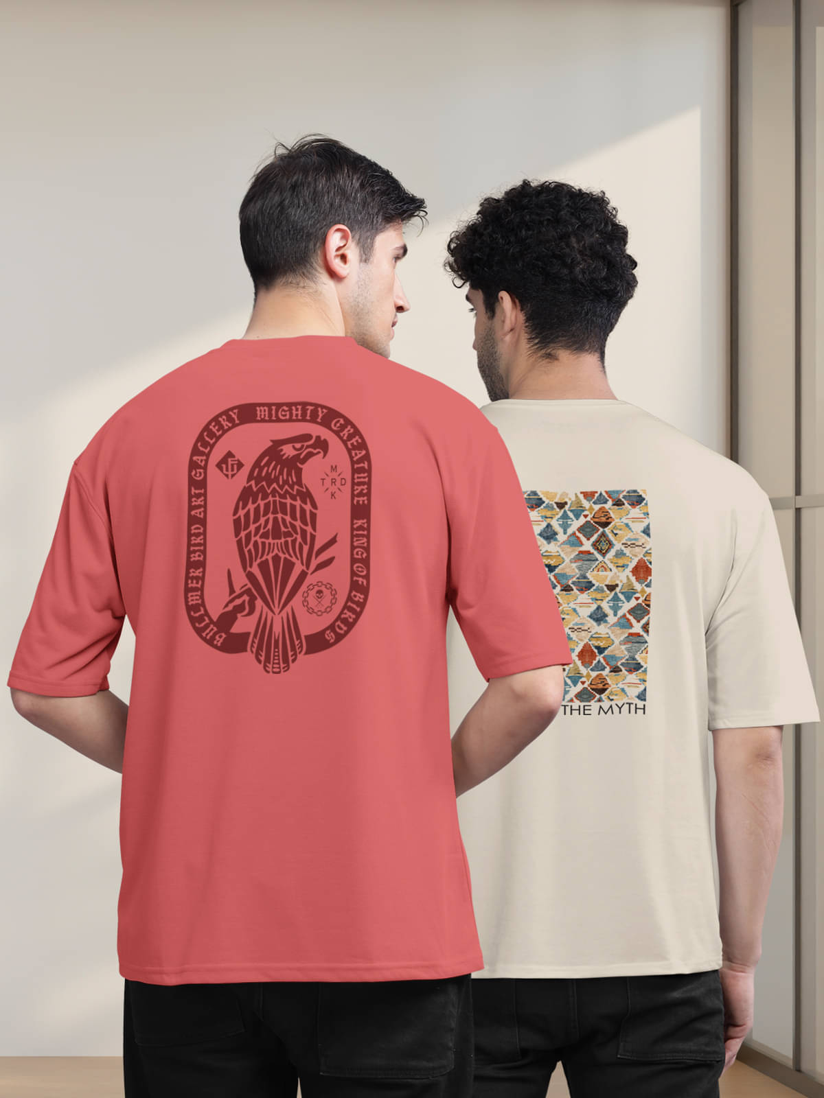 BULLMER Men Cotton Blend Oversized Fit Printed T-Shirt ( Red ) BULLMER Men Cotton Blend Oversized Fit Printed T-Shirt ( Red )